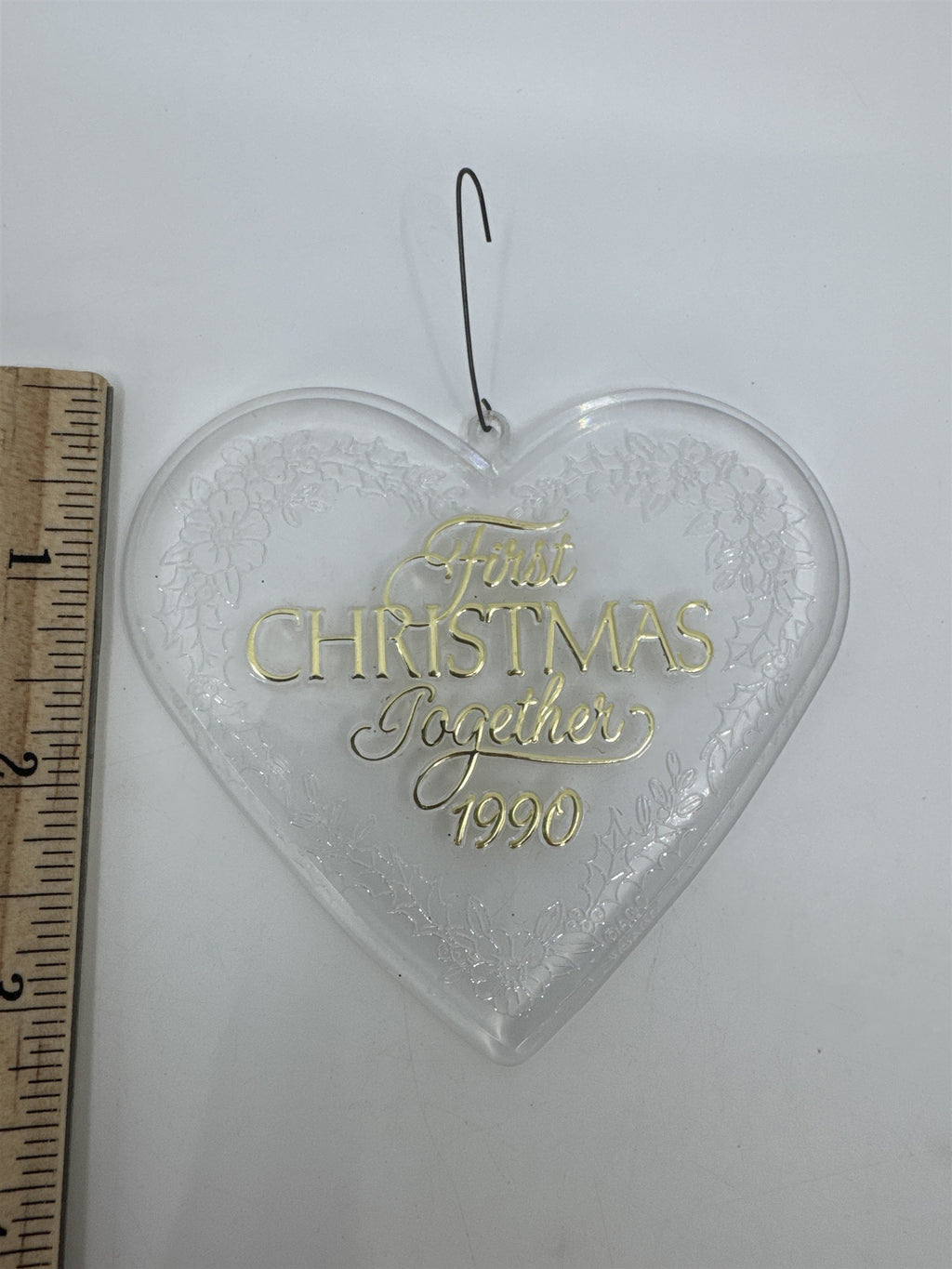 Vintage Our First Christmas Together 1990 Clear Acrylic Tree Ornament