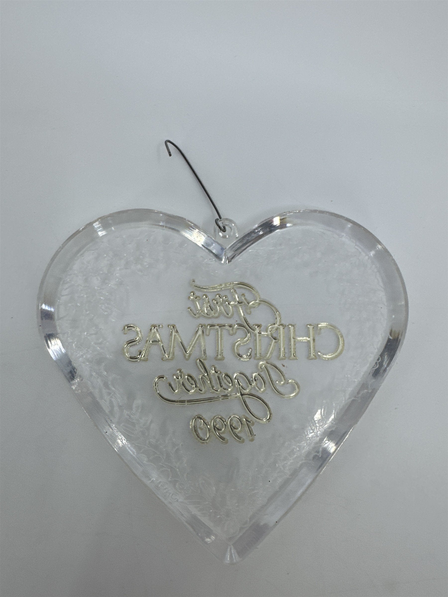 Vintage Our First Christmas Together 1990 Clear Acrylic Tree Ornament