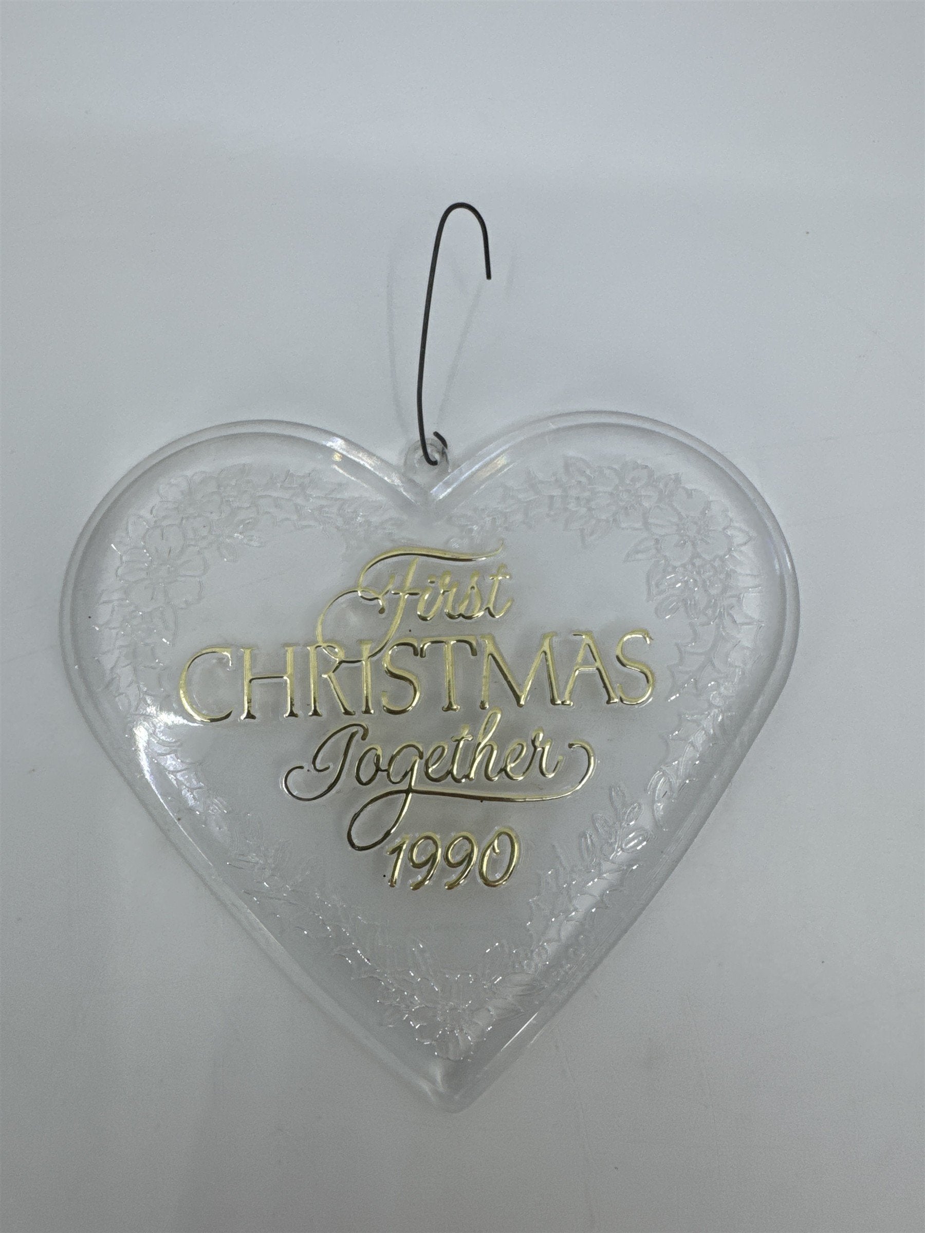 Vintage Our First Christmas Together 1990 Clear Acrylic Tree Ornament