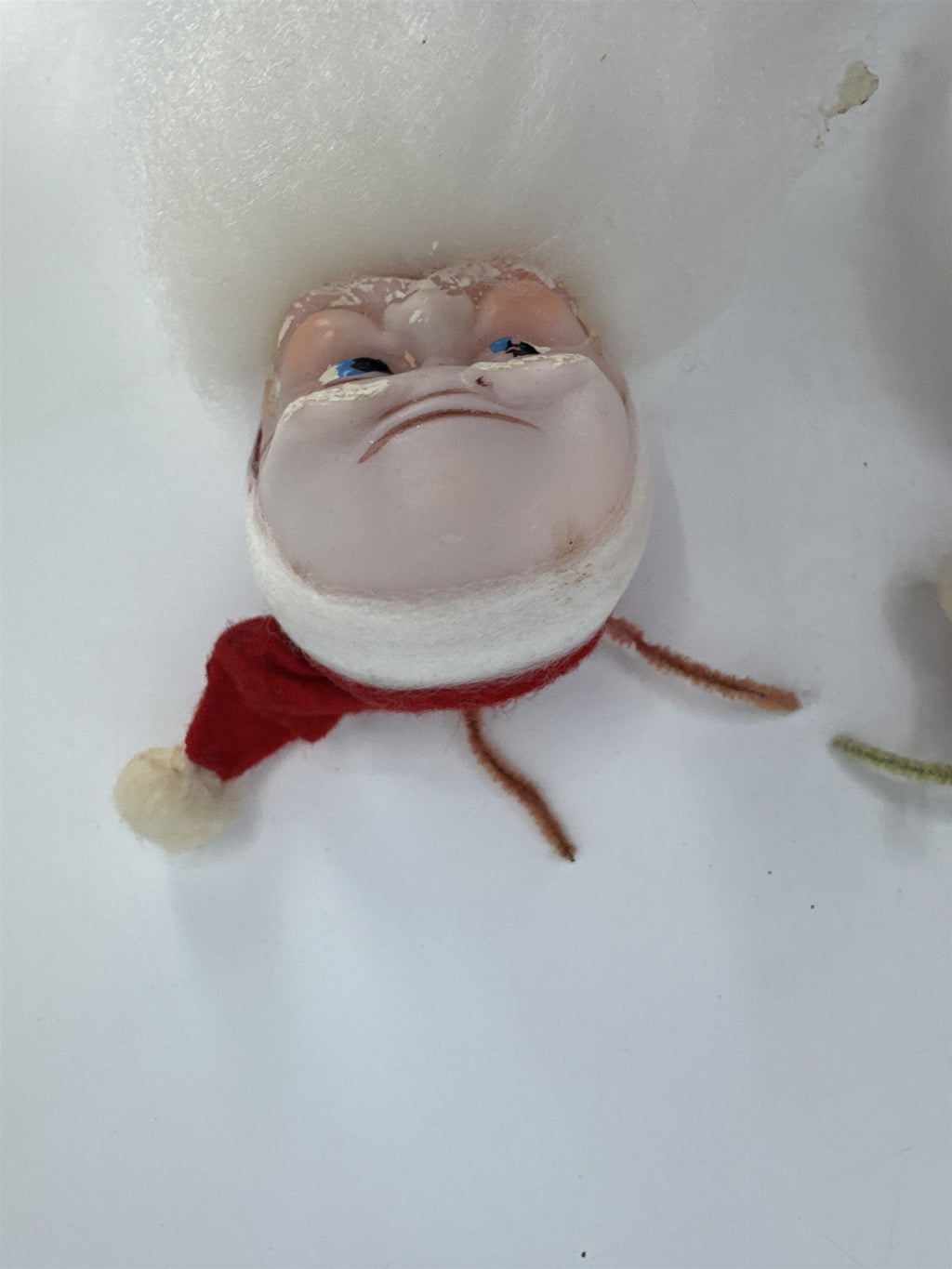 Set Of Two Vintage Christmas Santa Clause Head Ornaments