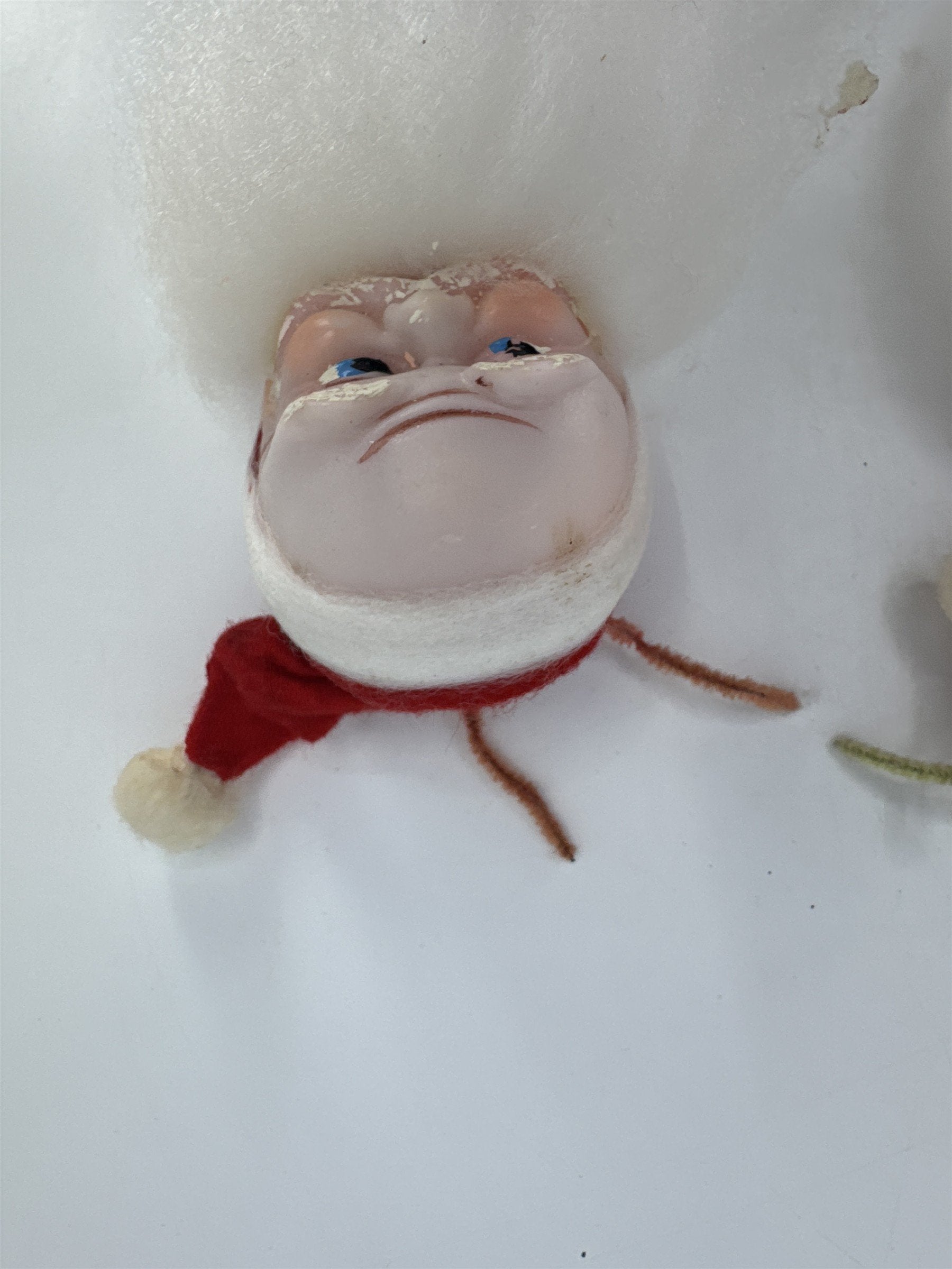 Set Of Two Vintage Christmas Santa Clause Head Ornaments
