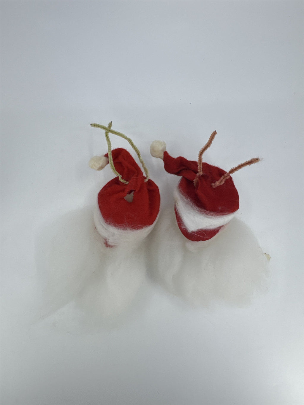 Set Of Two Vintage Christmas Santa Clause Head Ornaments