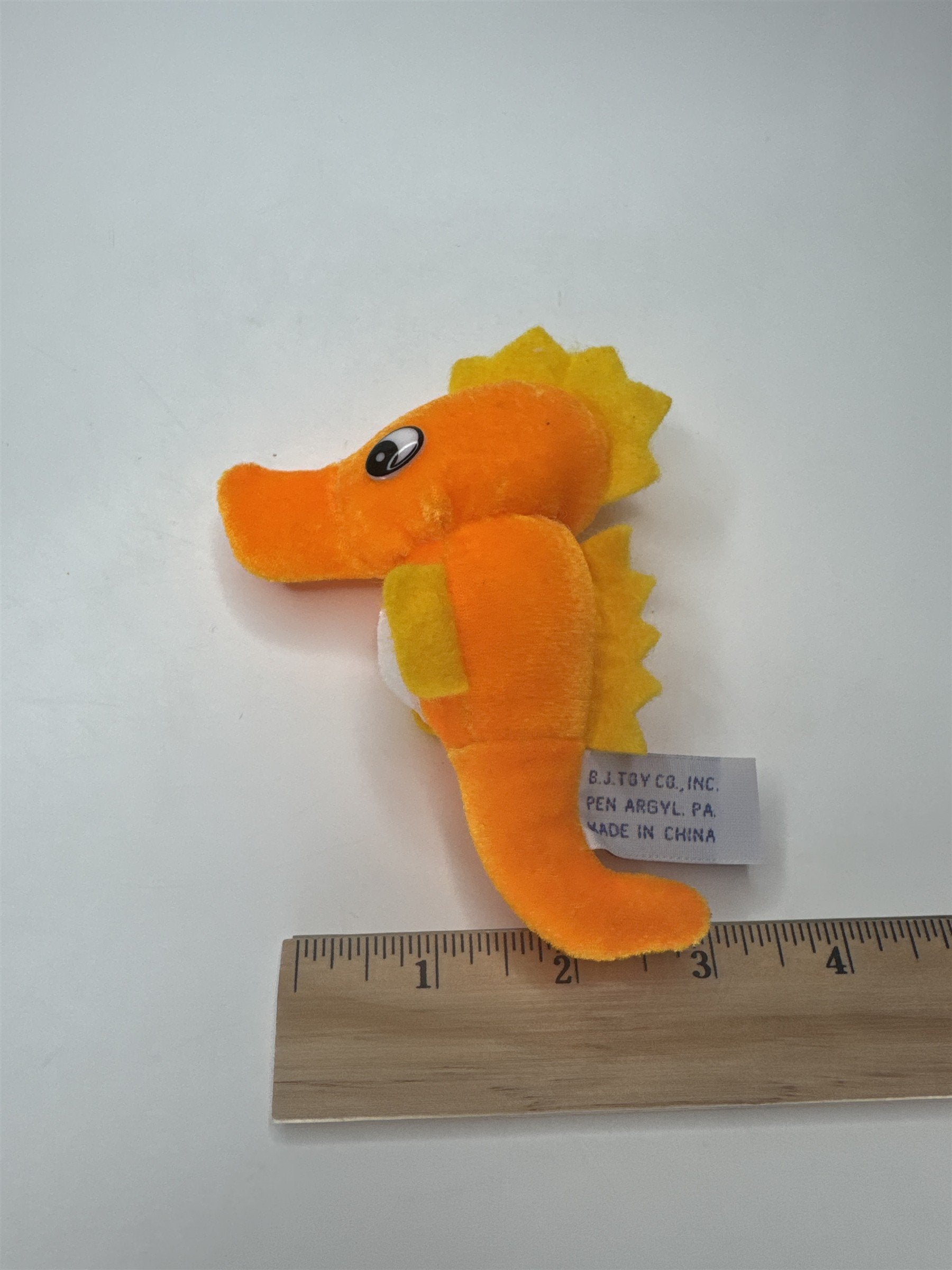 B.J. Toy Co. Mini Orange Seahorse Stuffed Animal Plush Toy Ocean 5”