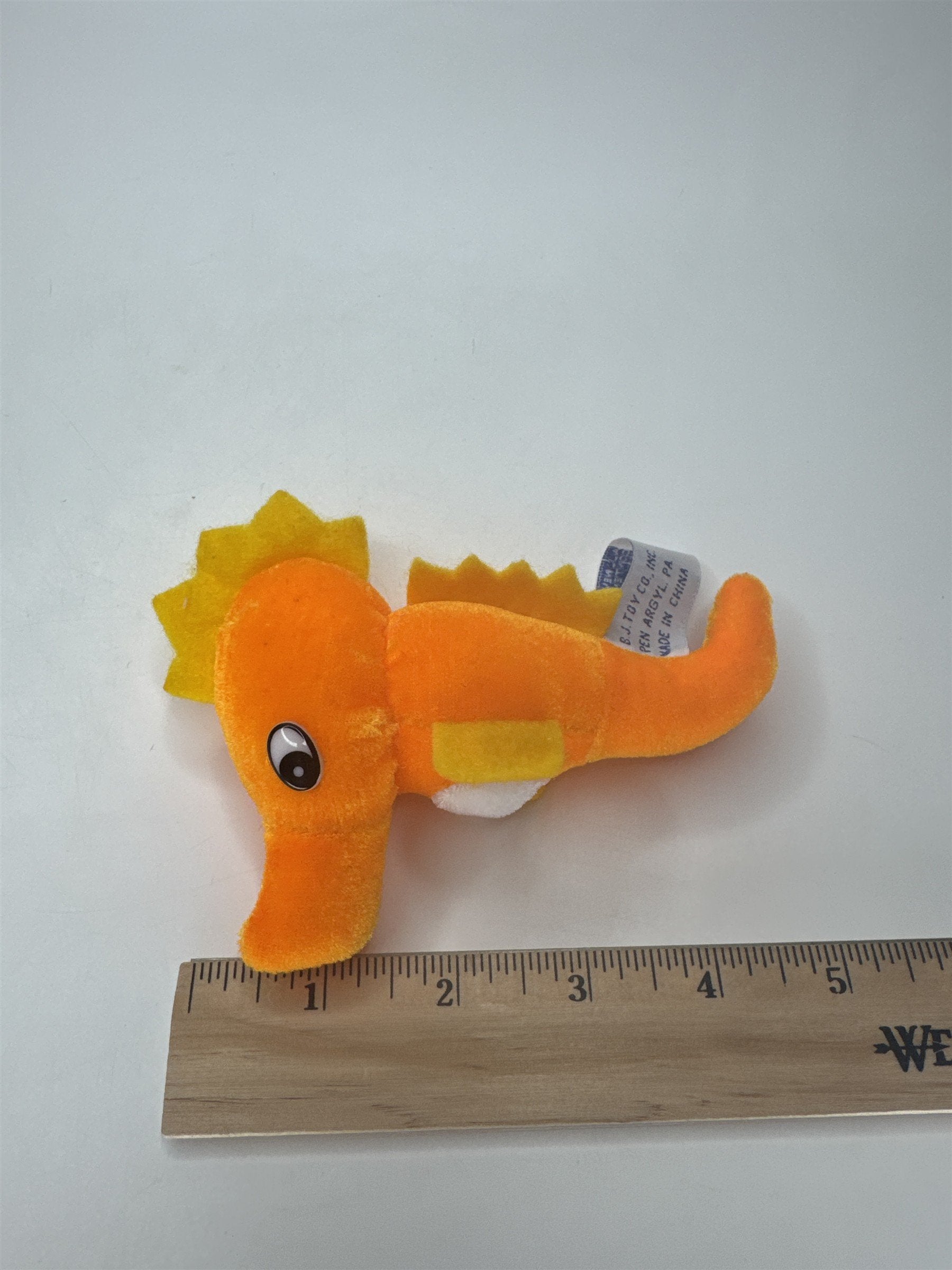 B.J. Toy Co. Mini Orange Seahorse Stuffed Animal Plush Toy Ocean 5”