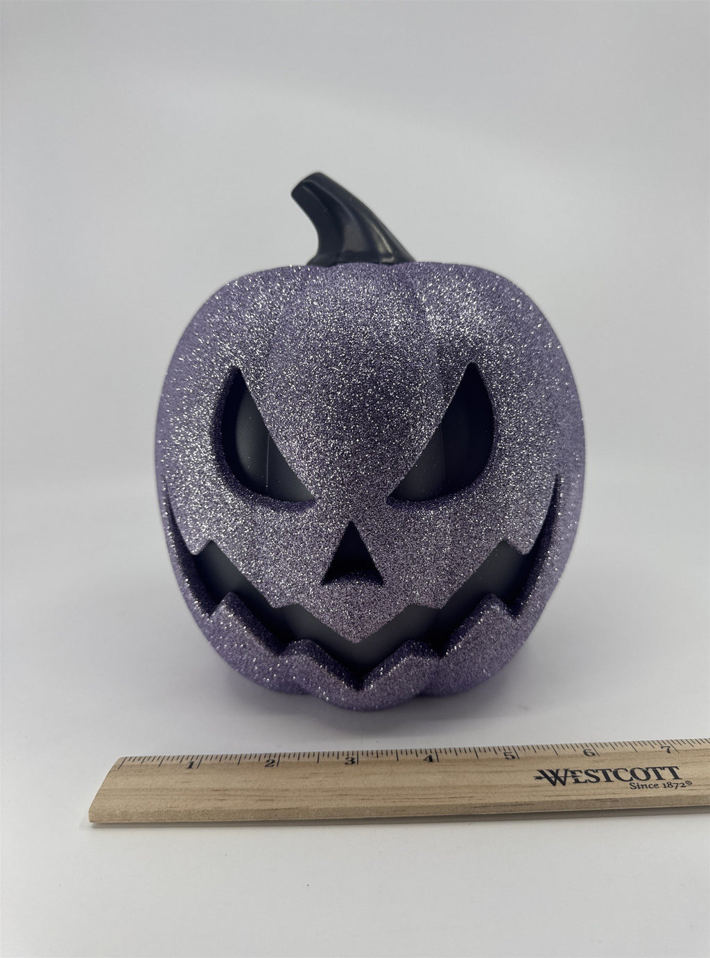 Halloween Bullseye Purple Glitter Light-Up Color Changing Jack O Lantern