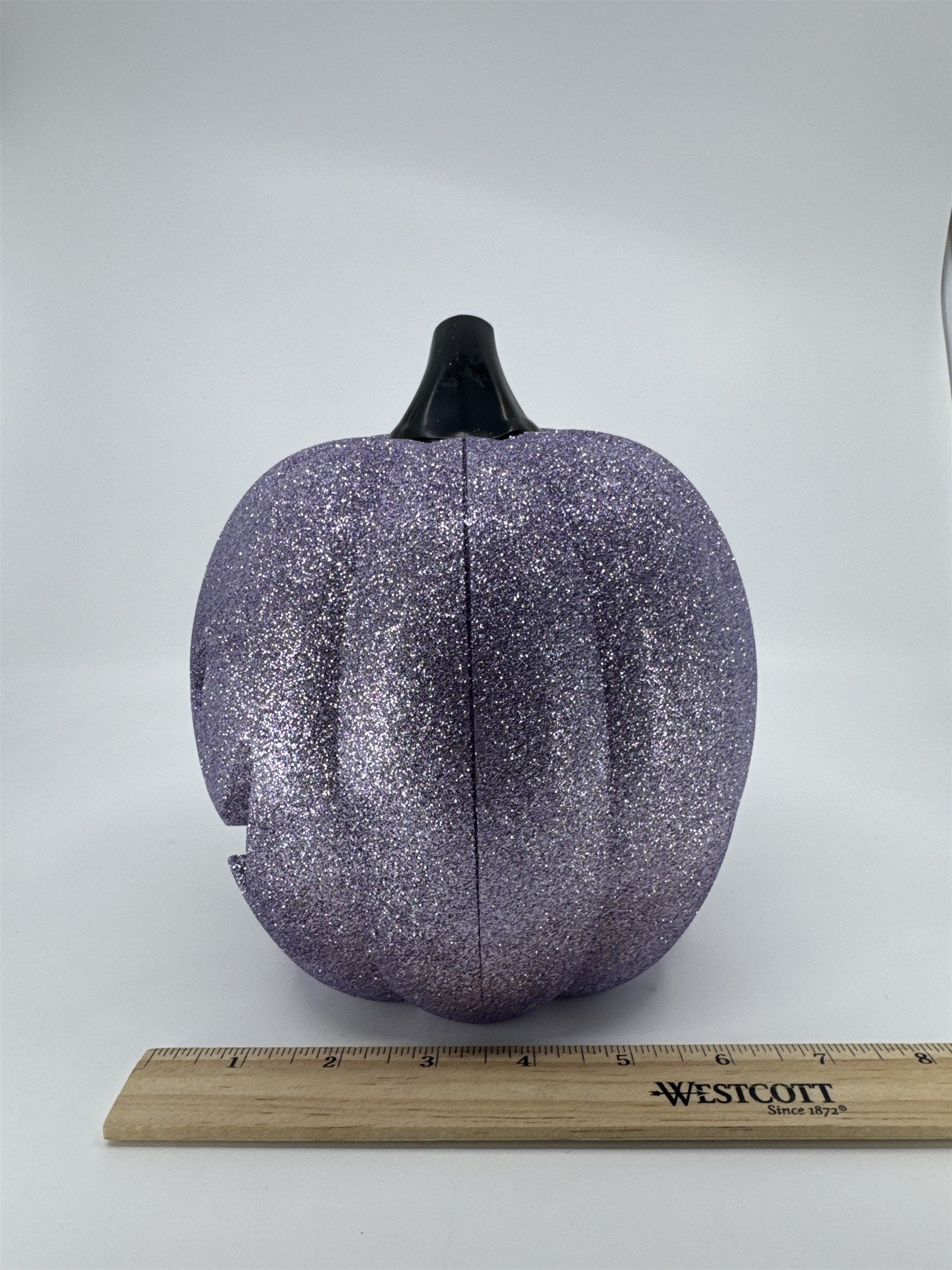 Halloween Bullseye Purple Glitter Light-Up Color Changing Jack O Lantern