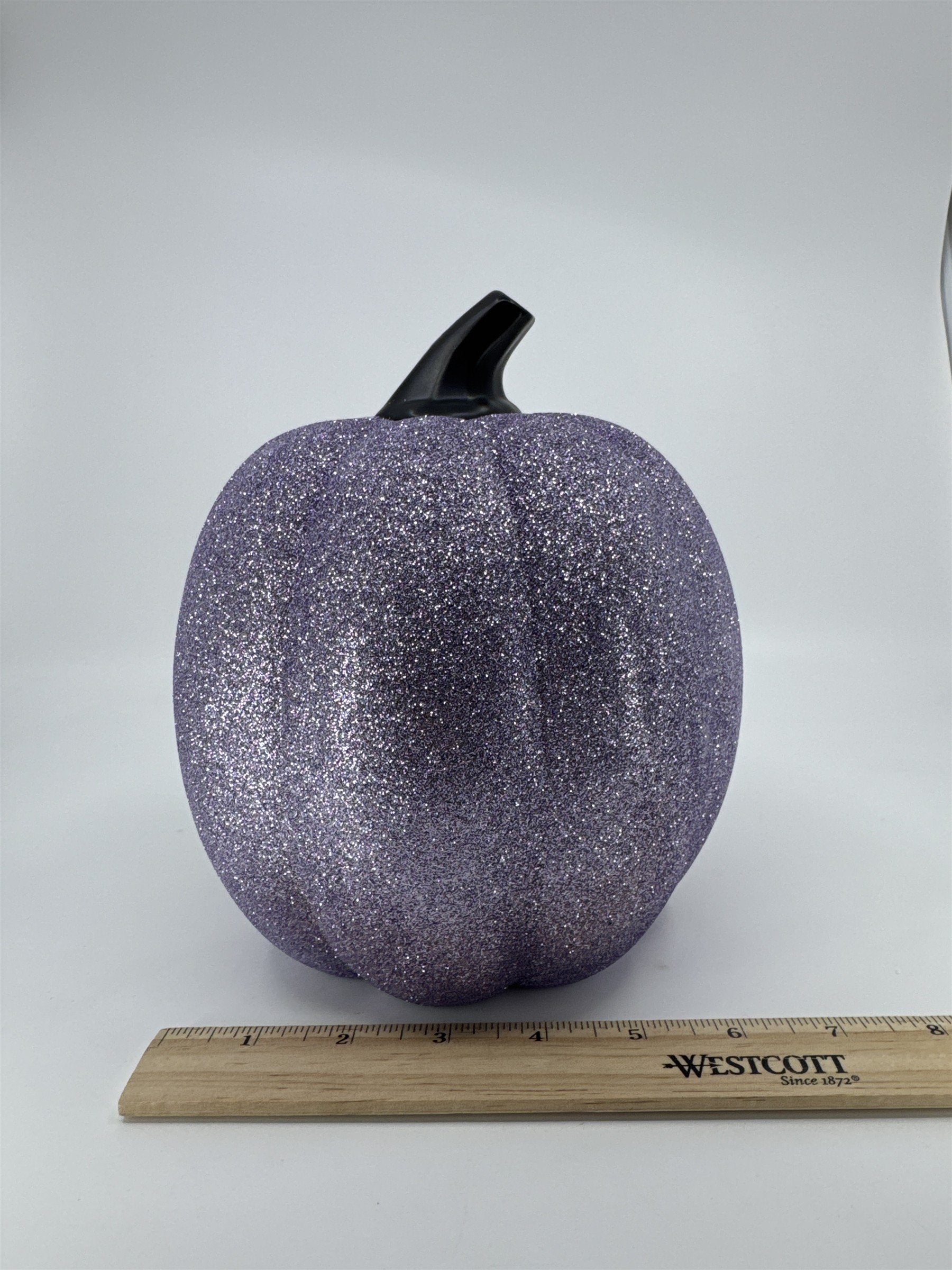 Halloween Bullseye Purple Glitter Light-Up Color Changing Jack O Lantern