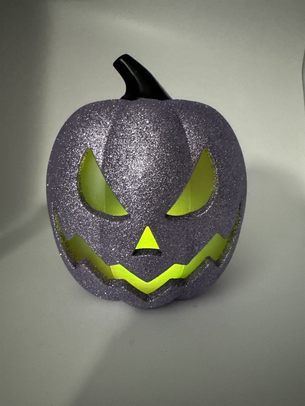 Halloween Bullseye Purple Glitter Light-Up Color Changing Jack O Lantern