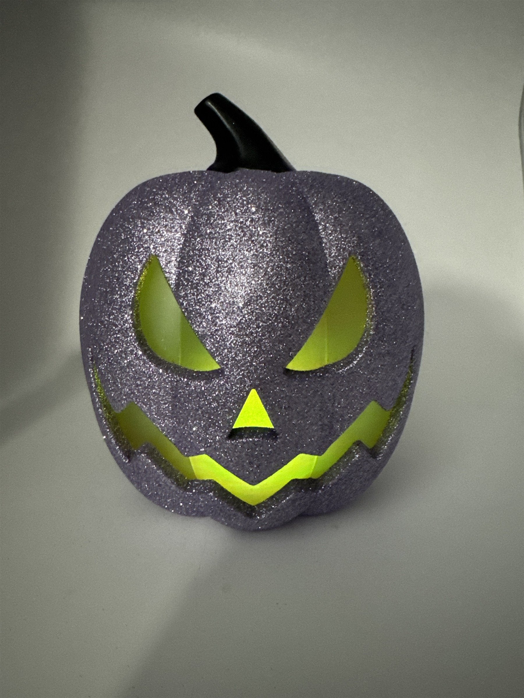 Halloween Bullseye Purple Glitter Light-Up Color Changing Jack O Lantern