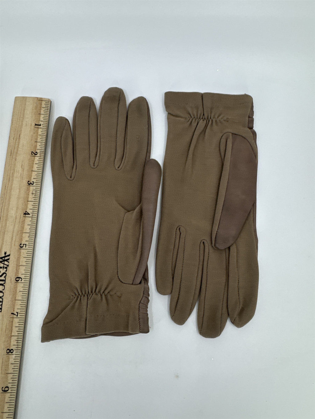 Vintage Brown Leather Stretch Gloves Leather And 100% Stretch Nylon