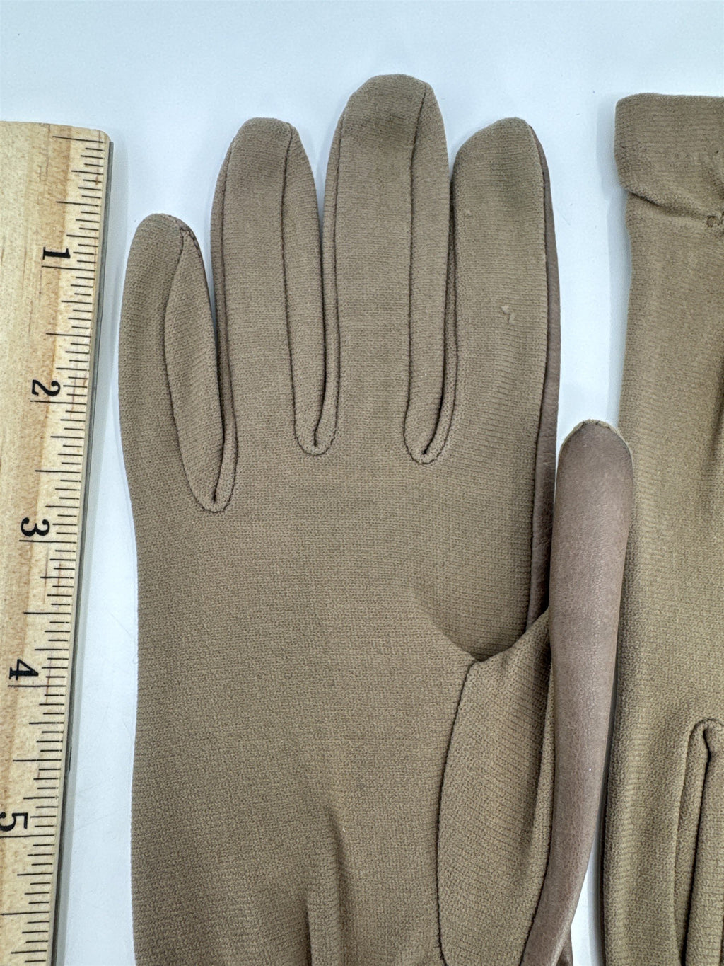 Vintage Brown Leather Stretch Gloves Leather And 100% Stretch Nylon
