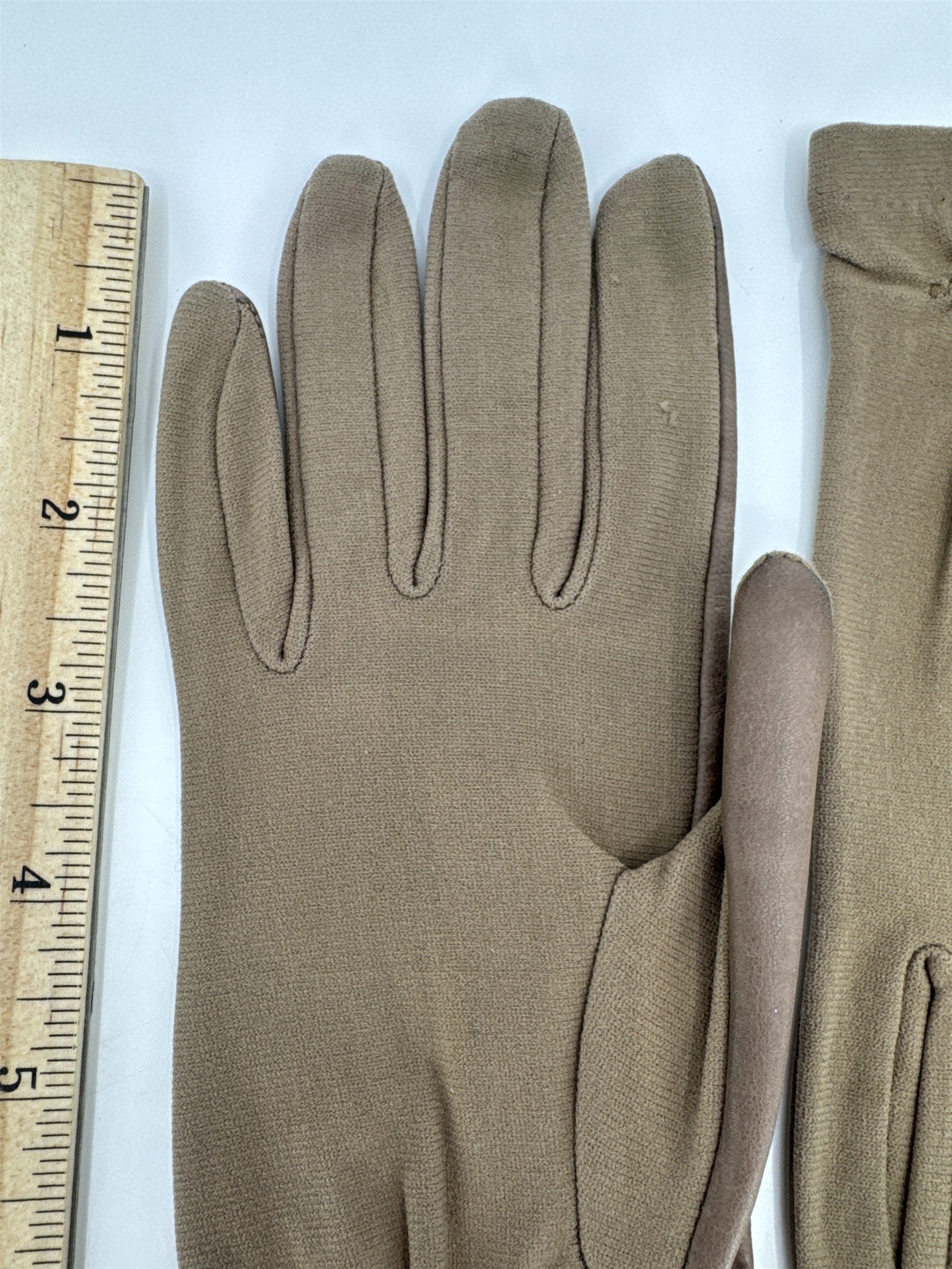 Vintage Brown Leather Stretch Gloves Leather And 100% Stretch Nylon