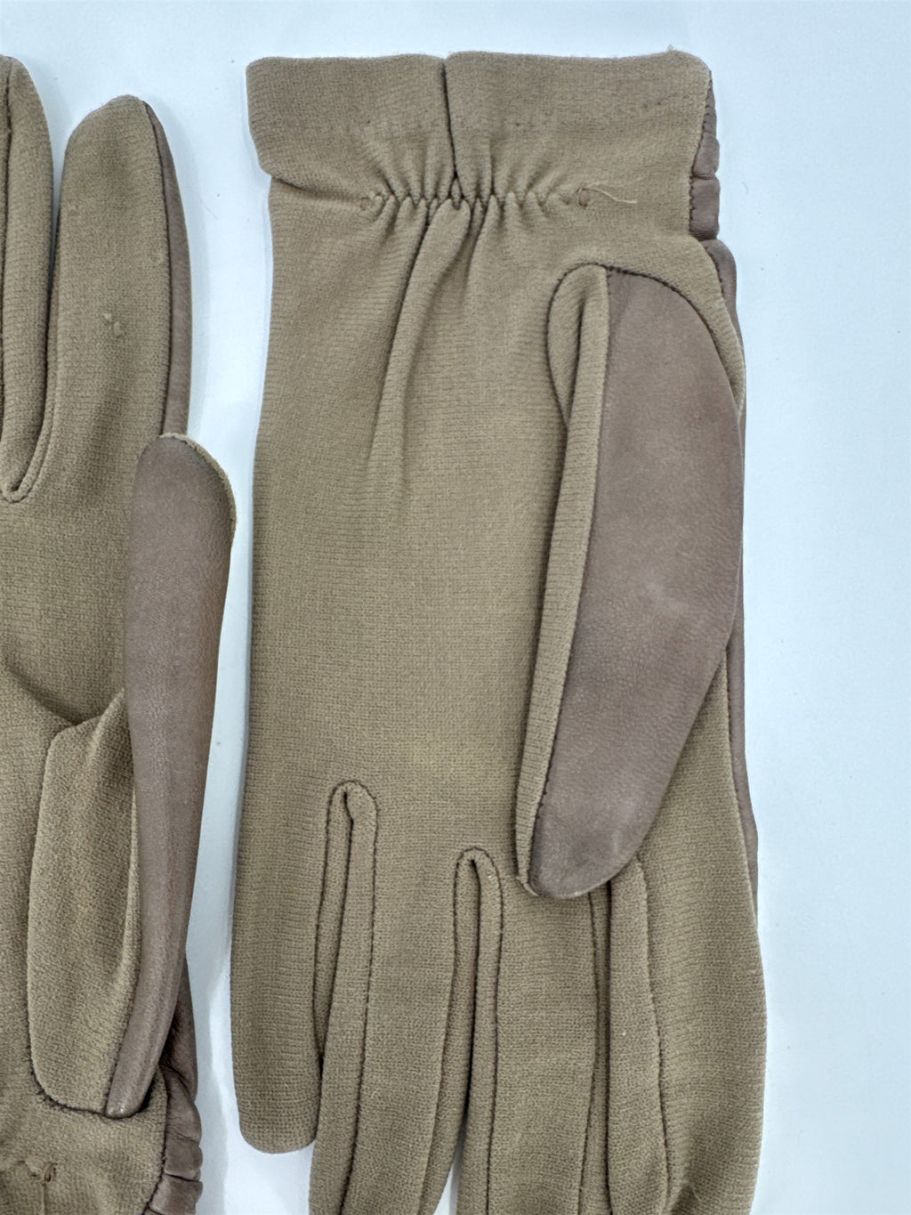 Vintage Brown Leather Stretch Gloves Leather And 100% Stretch Nylon