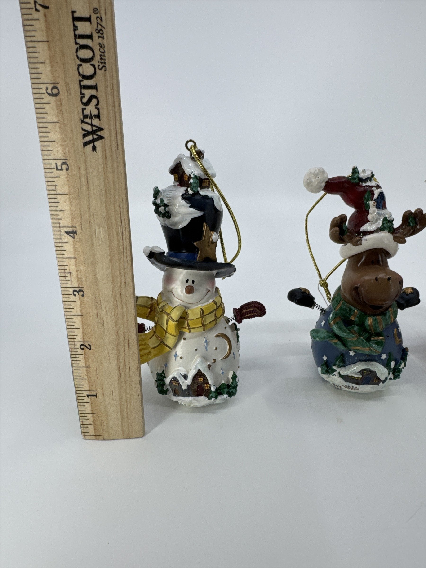 Home Interiors Set Of Three "Let's Celebrate" Ornaments Santa/Snowman/Moose