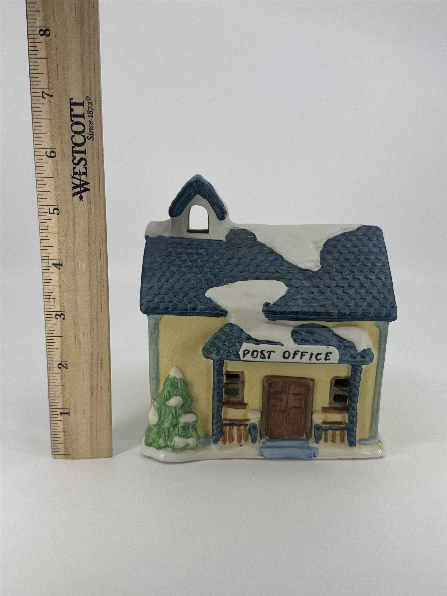 Vintage 1991 National Decorations Christmas Light Up Porcelain Post Office House