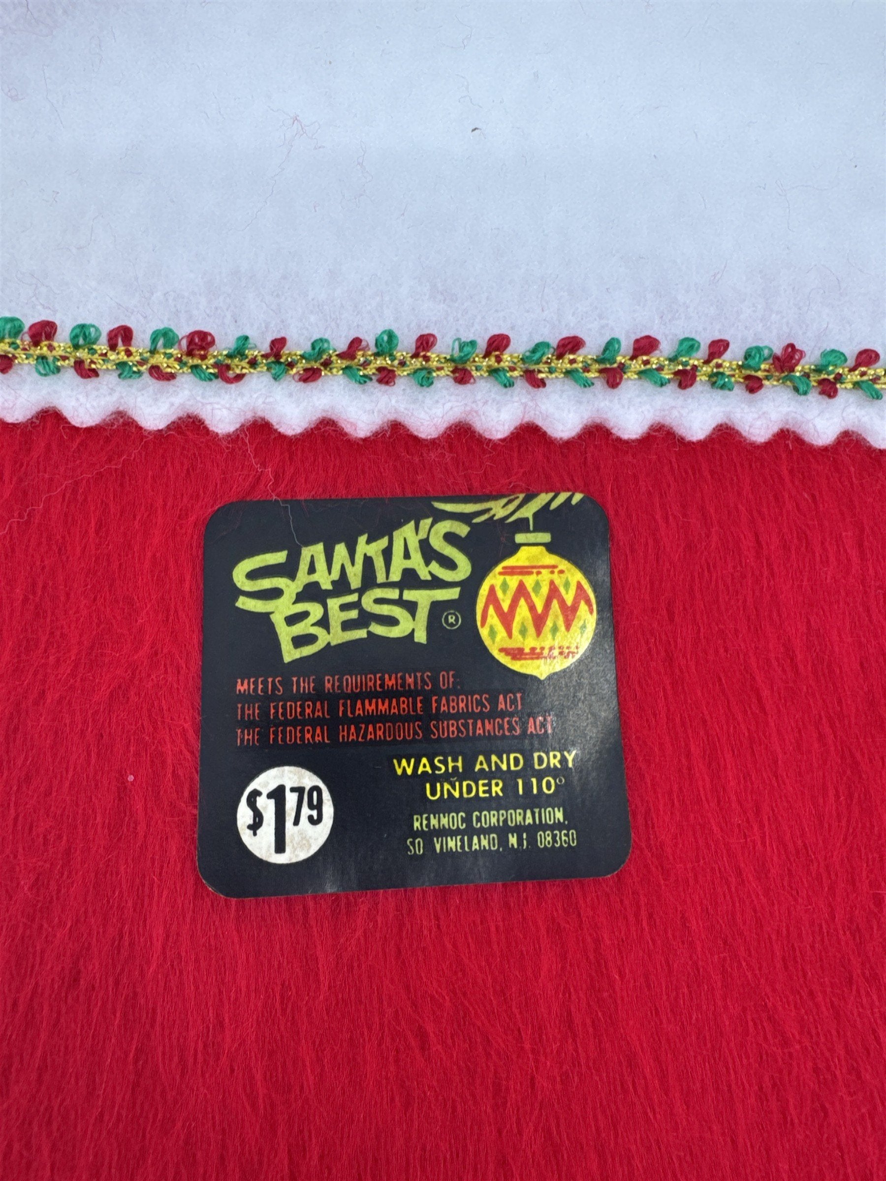Vintage Santa's Best Red Christmas Holiday Stocking W/ Decorative Red/Green Trim