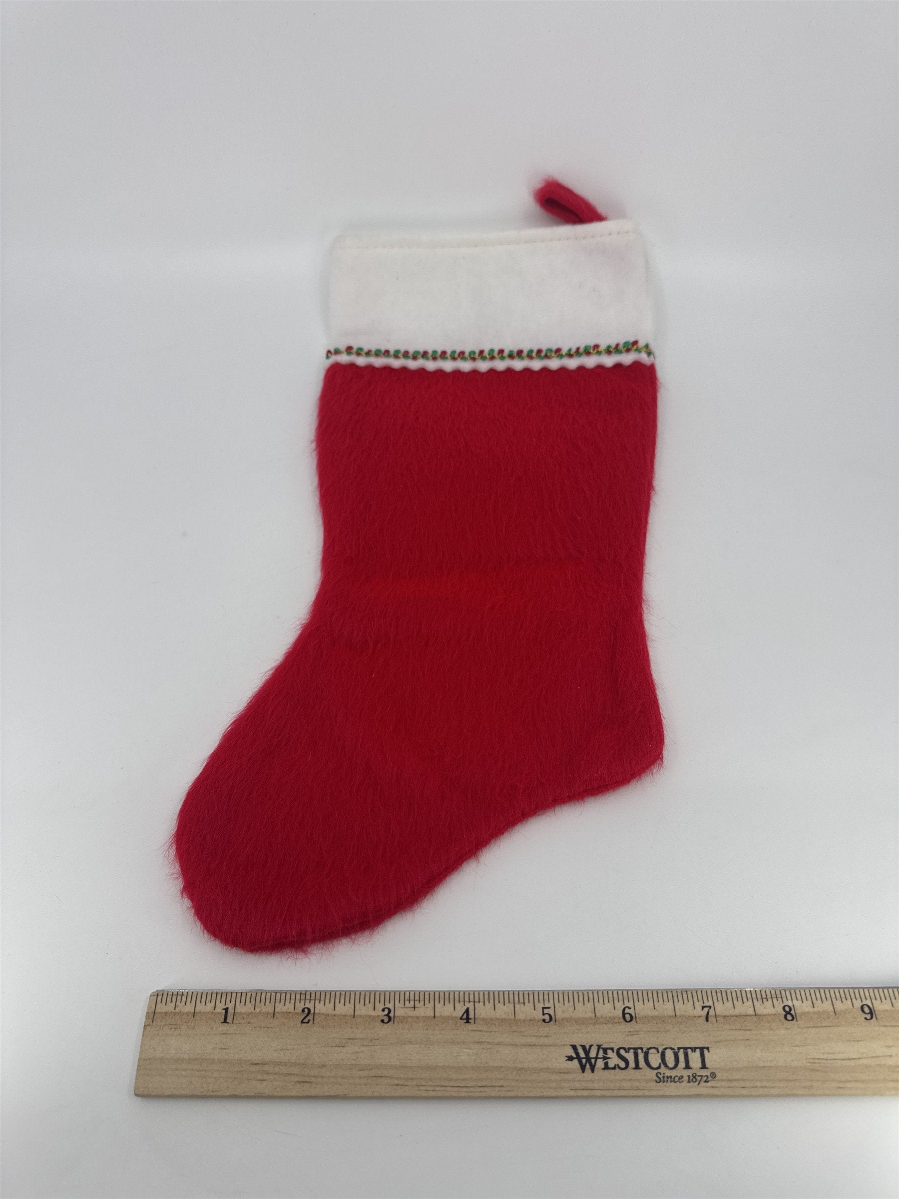 Vintage Santa's Best Red Christmas Holiday Stocking W/ Decorative Red/Green Trim