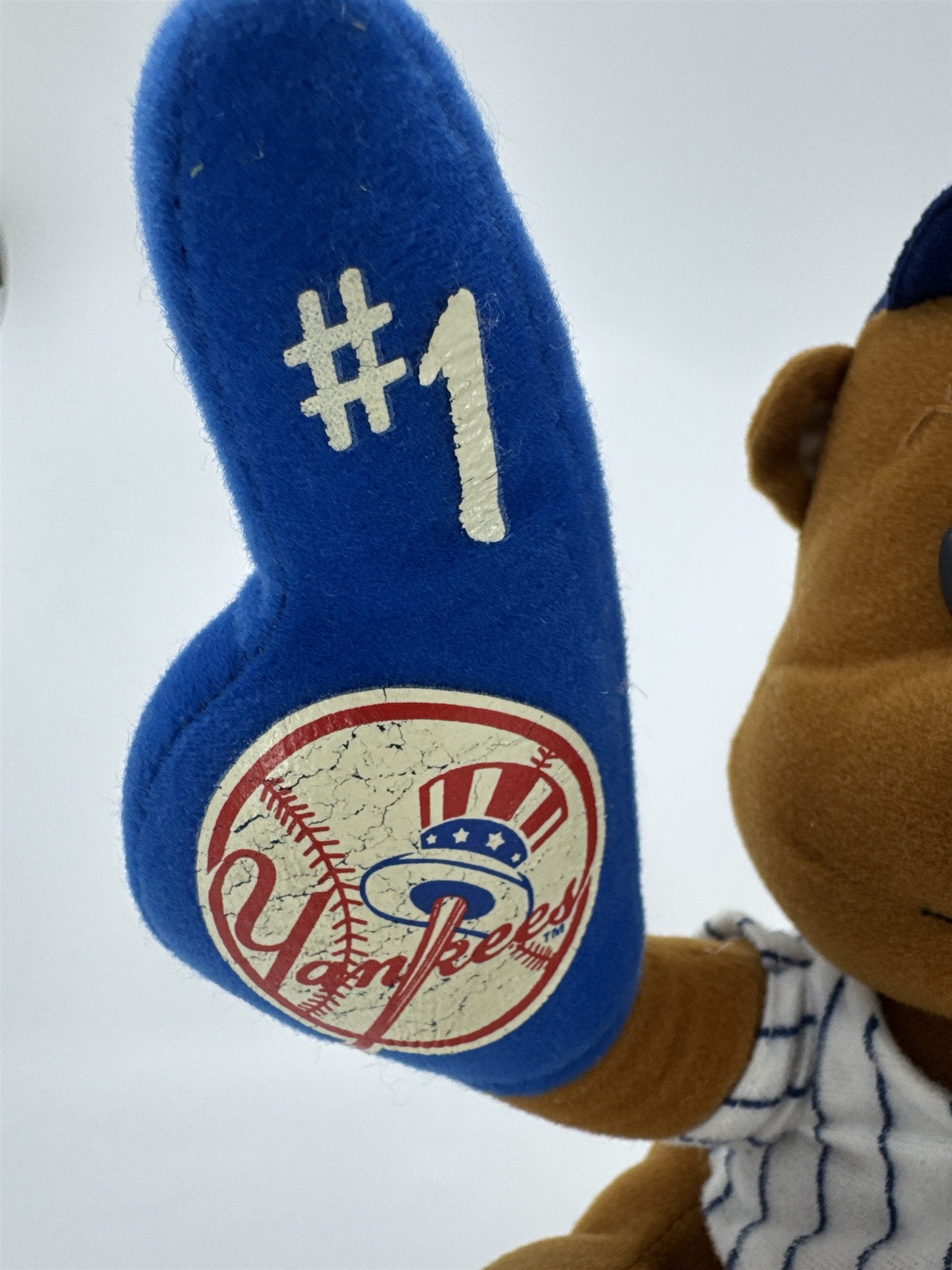 New York Yankees Baseball Authentic MLB Merchandise Plush Bear W/ Foam Finger