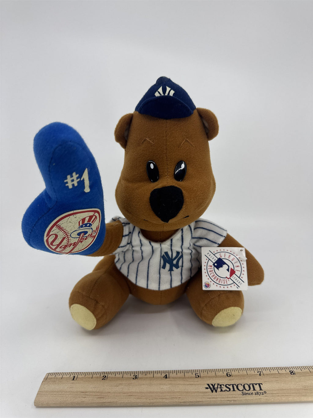 New York Yankees Baseball Authentic MLB Merchandise Plush Bear W/ Foam Finger