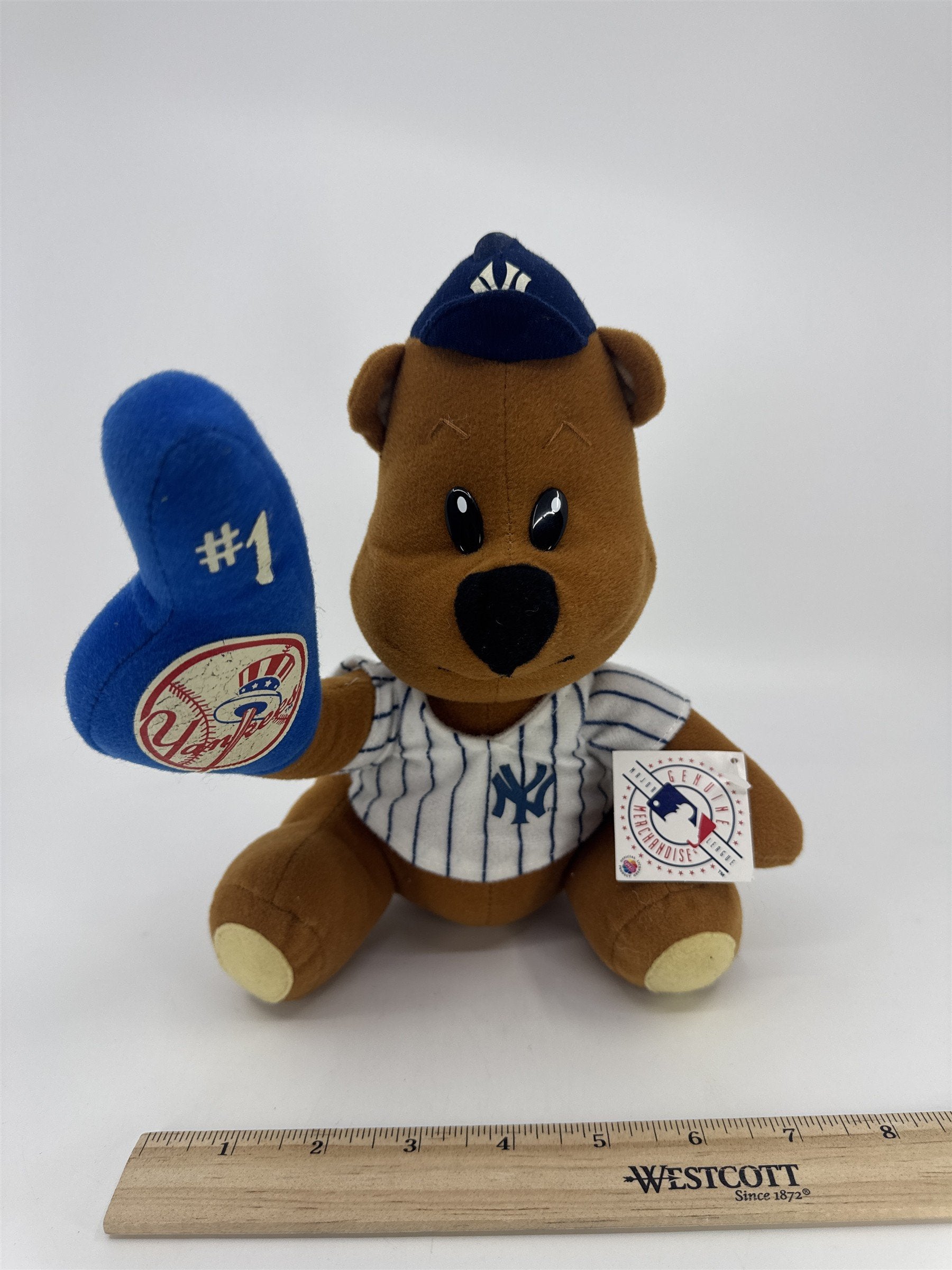 New York Yankees Baseball Authentic MLB Merchandise Plush Bear W/ Foam Finger