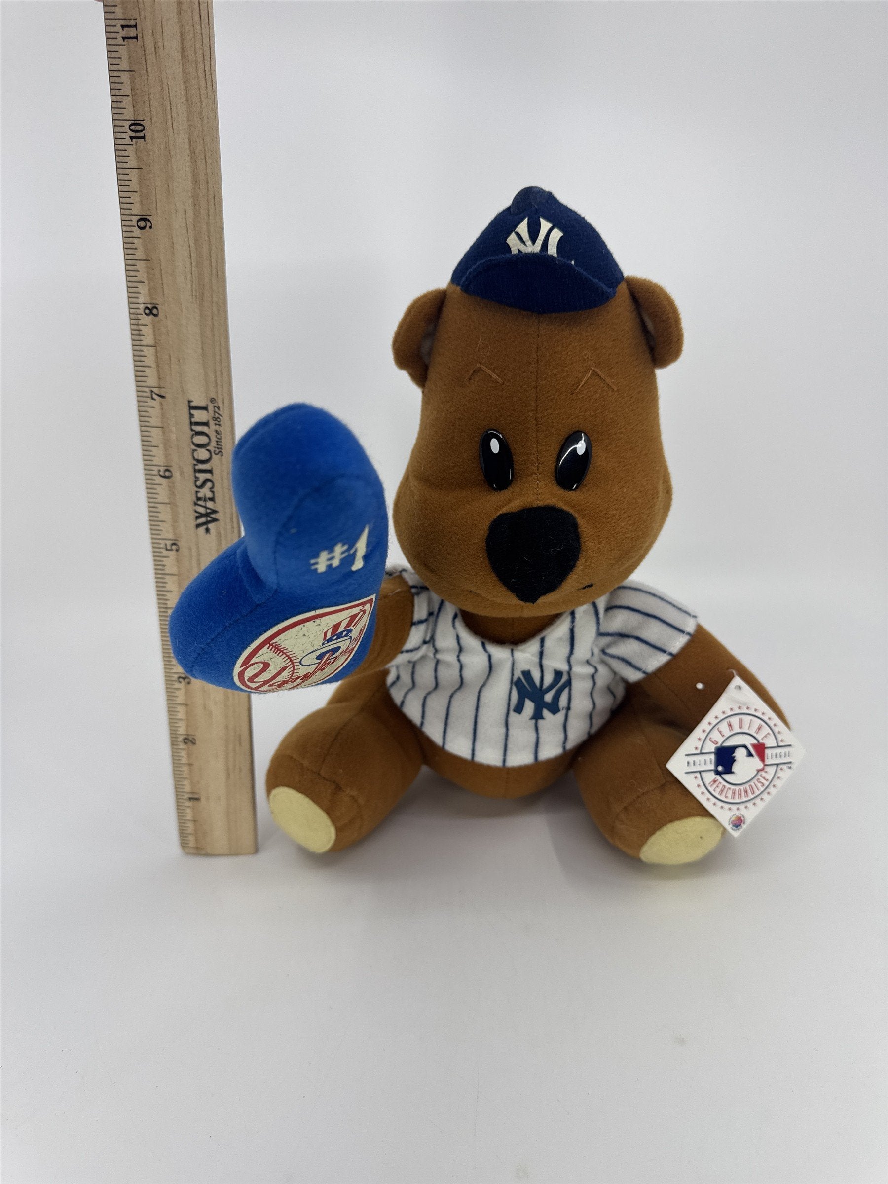 New York Yankees Baseball Authentic MLB Merchandise Plush Bear W/ Foam Finger