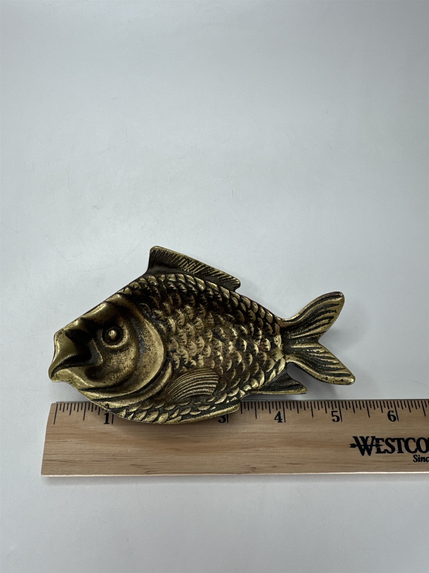 Vintage Mitsukoshi Ltd Tokyo Brass Fish Figural Nautical Barware