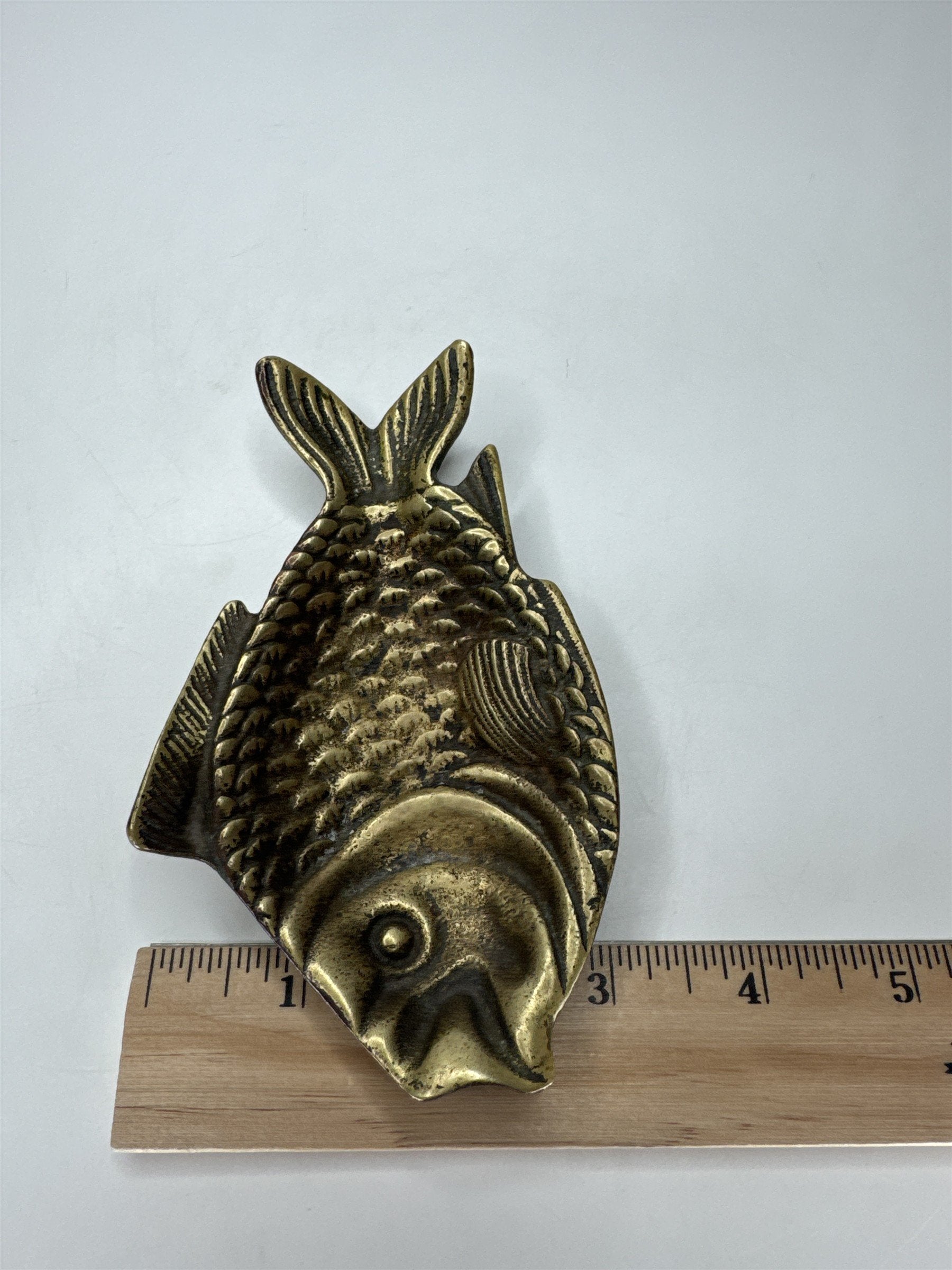 Vintage Mitsukoshi Ltd Tokyo Brass Fish Figural Nautical Barware