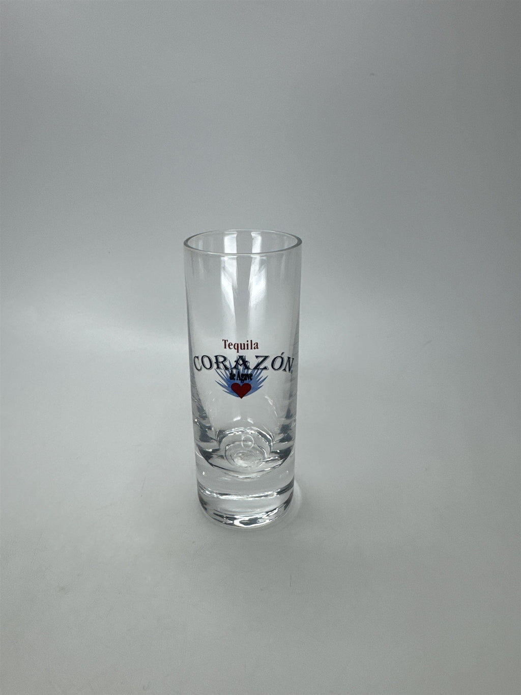 Tequila Corazón de Agave Shot Glass Clear Logo Barware Heavy Base *Bottom Marks*