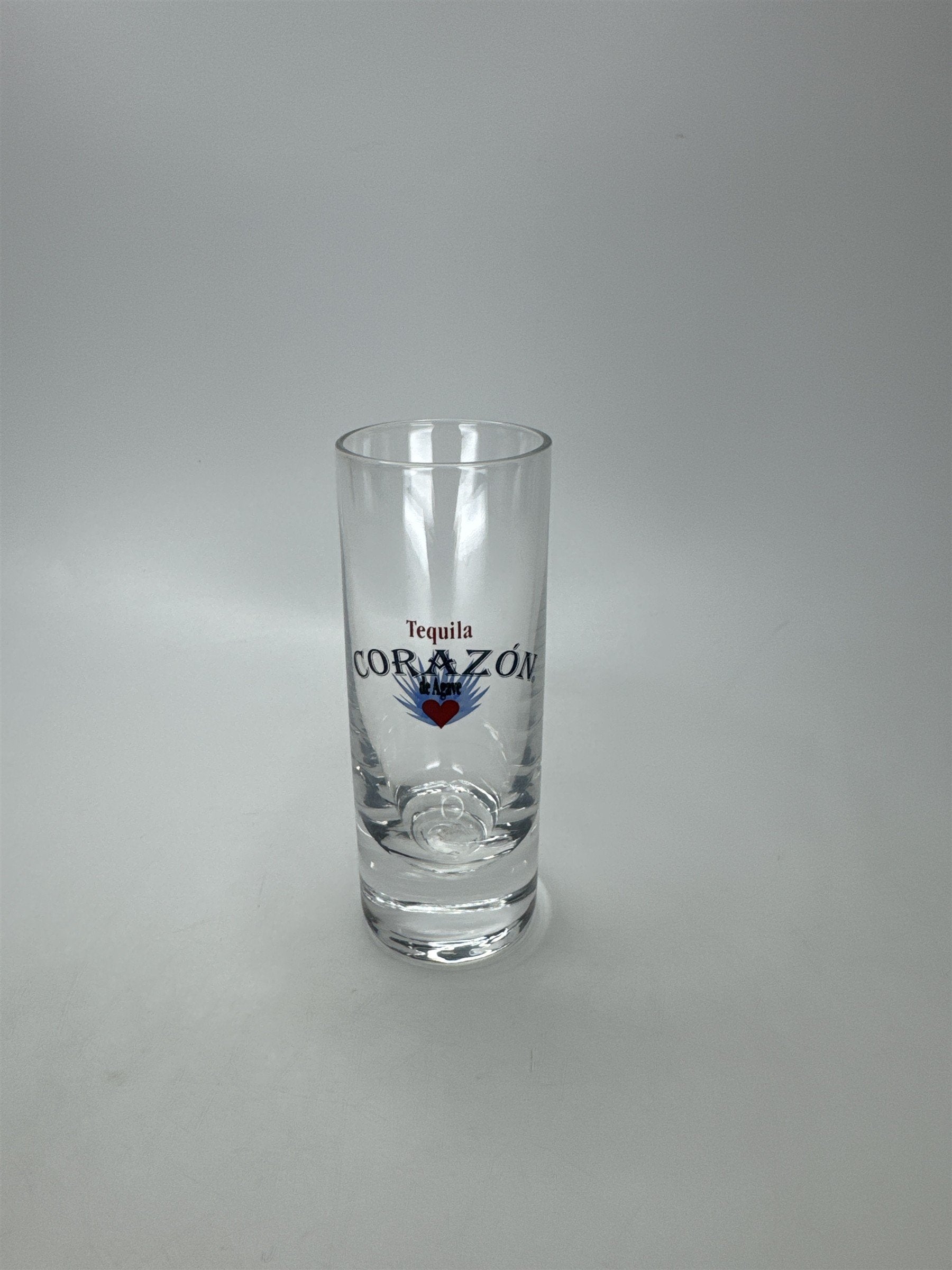 Tequila Corazón de Agave Shot Glass Clear Logo Barware Heavy Base *Bottom Marks*