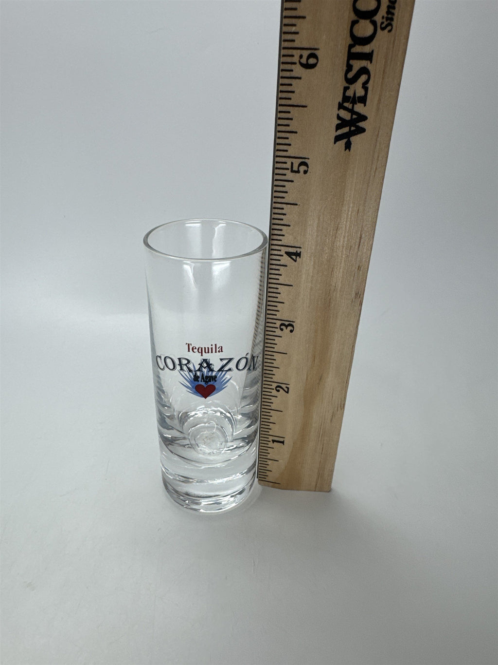 Tequila Corazón de Agave Shot Glass Clear Logo Barware Heavy Base *Bottom Marks*