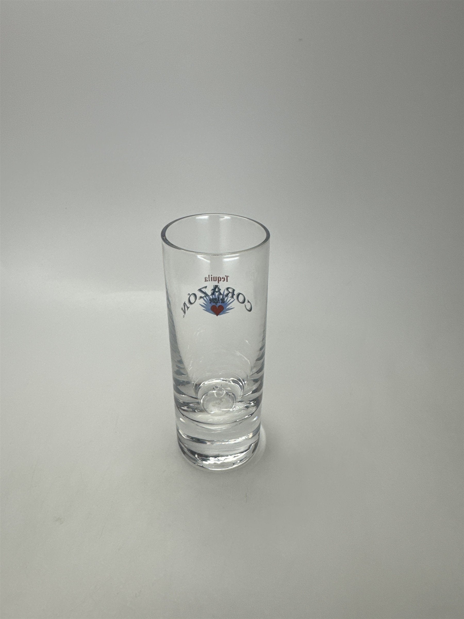 Tequila Corazón de Agave Shot Glass Clear Logo Barware Heavy Base *Bottom Marks*