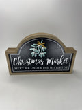 St. Nicholas Square Christmas Market Mistletoe Wood Tabletop Decor Sign