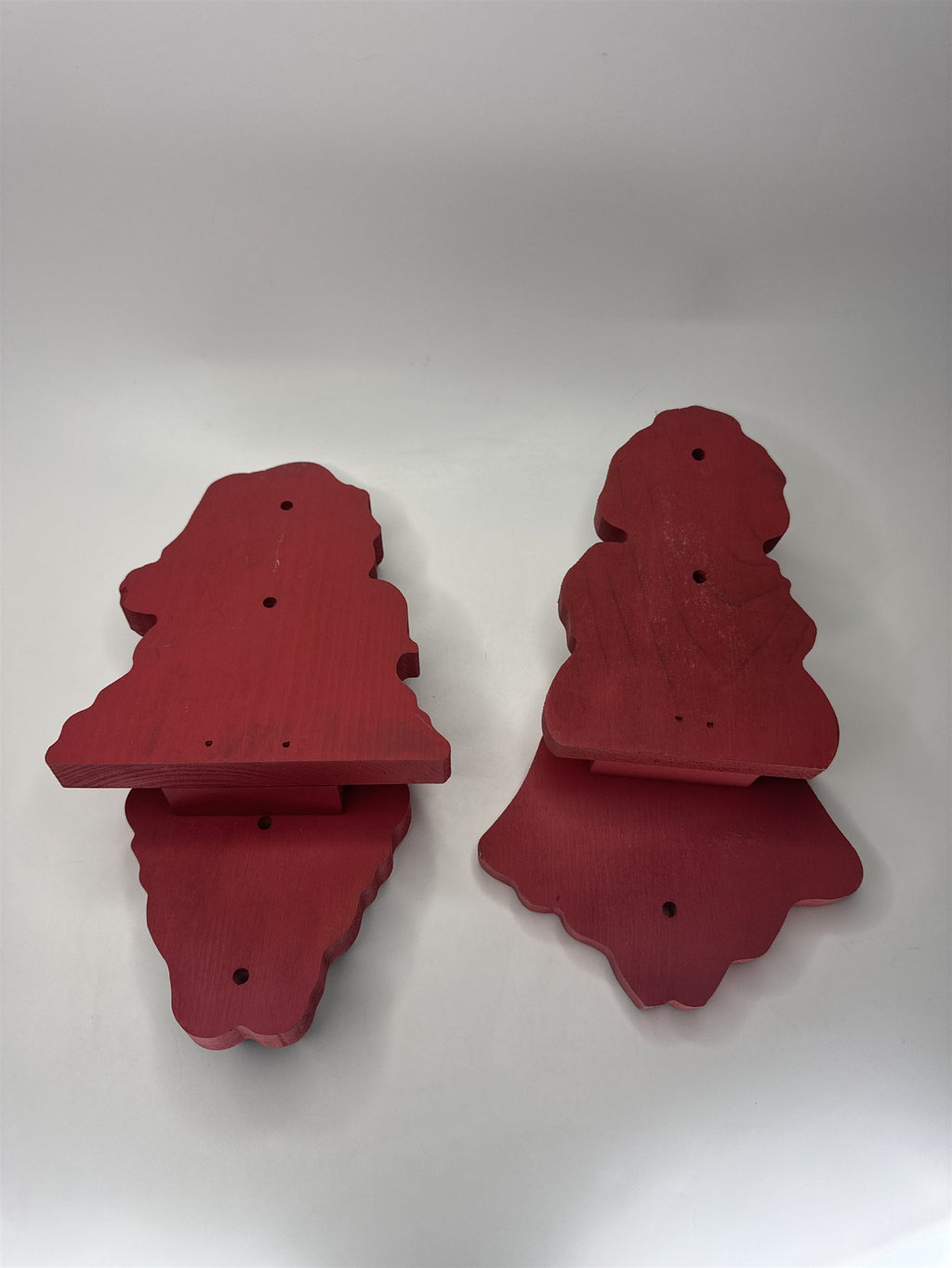 Vintage Wood Santa Mrs Claus Shelf Sitters Christmas Folk Art Set of 2