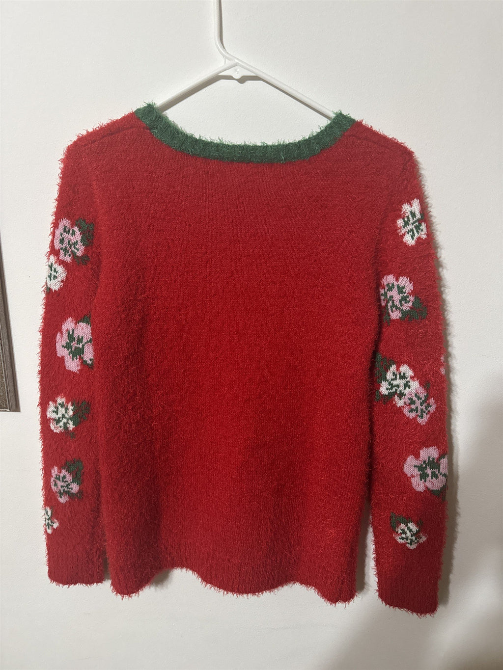 Holiday Time Girls Sweater XL 14-16 Red Fuzzy Eyelash Knit Flamingo Christmas