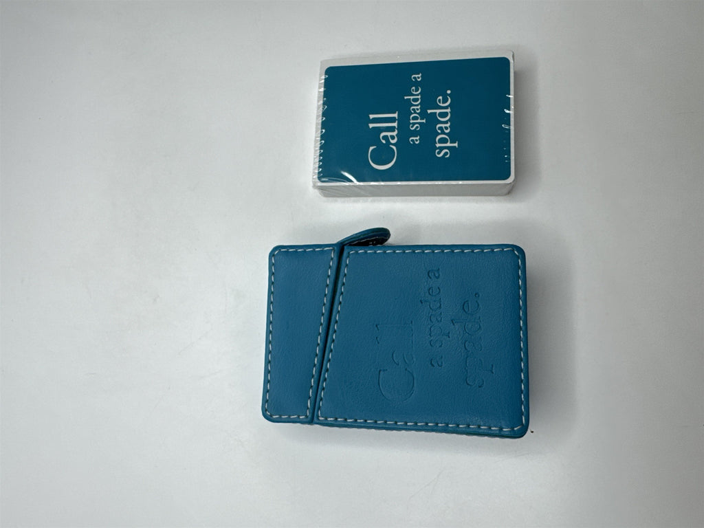 Sola Teal Playing Card Case New Deck Poker "Call a spade a spade" Faux Leather