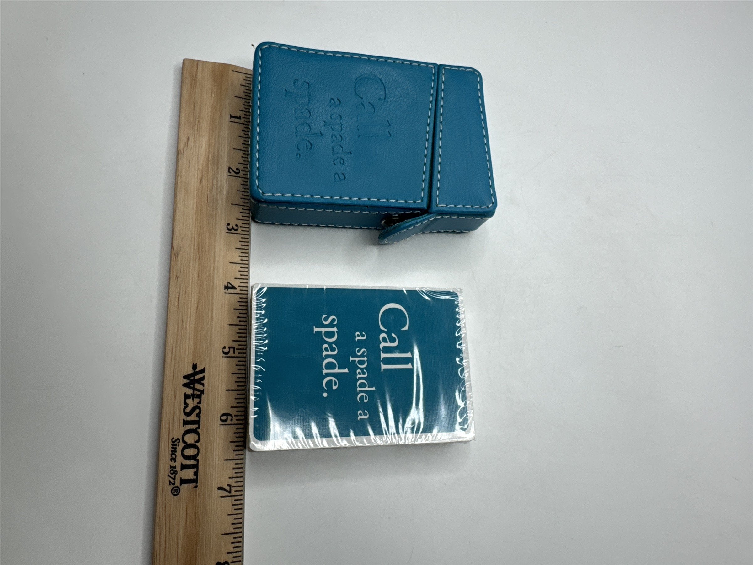 Sola Teal Playing Card Case New Deck Poker "Call a spade a spade" Faux Leather
