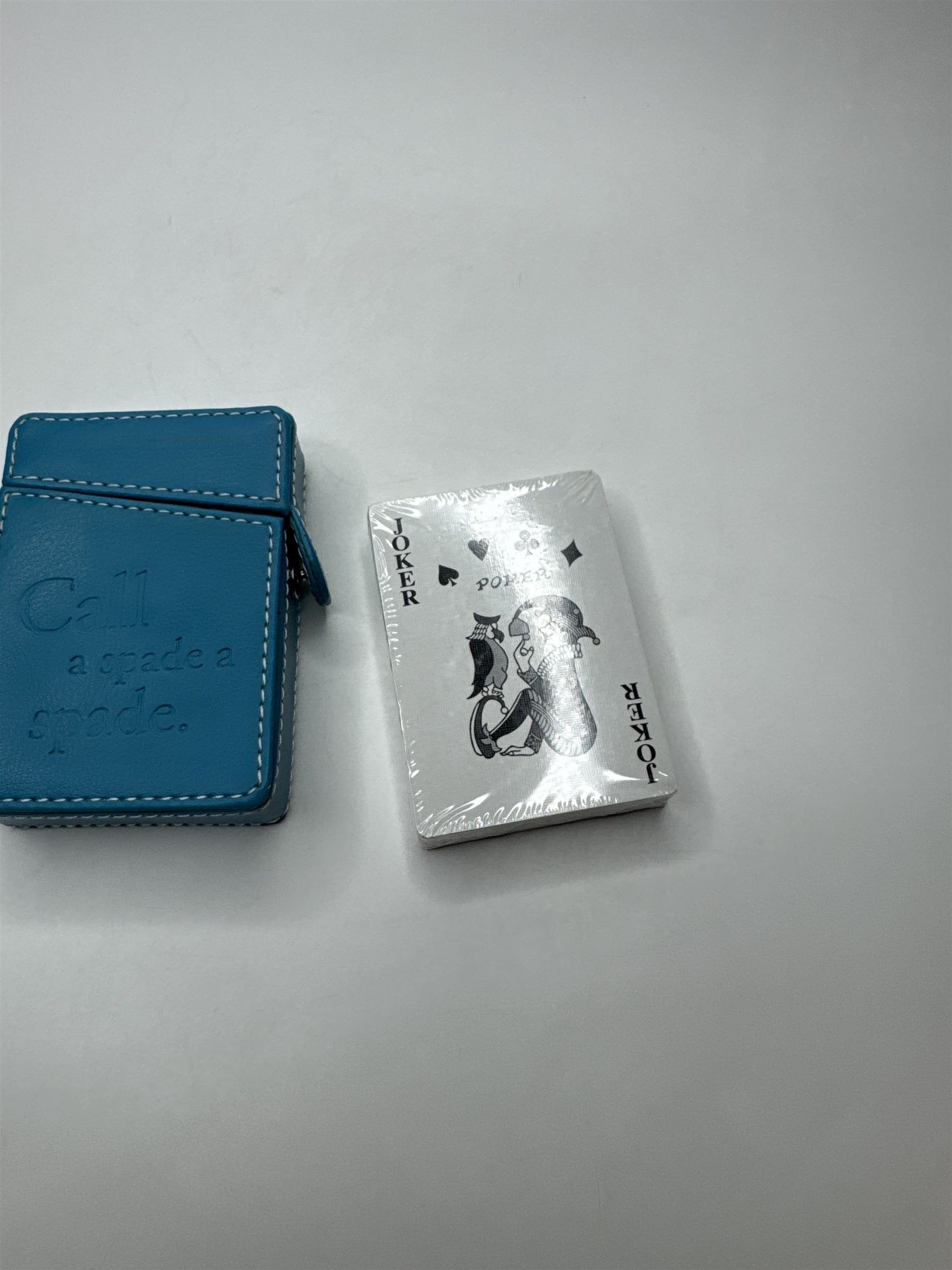 Sola Teal Playing Card Case New Deck Poker "Call a spade a spade" Faux Leather