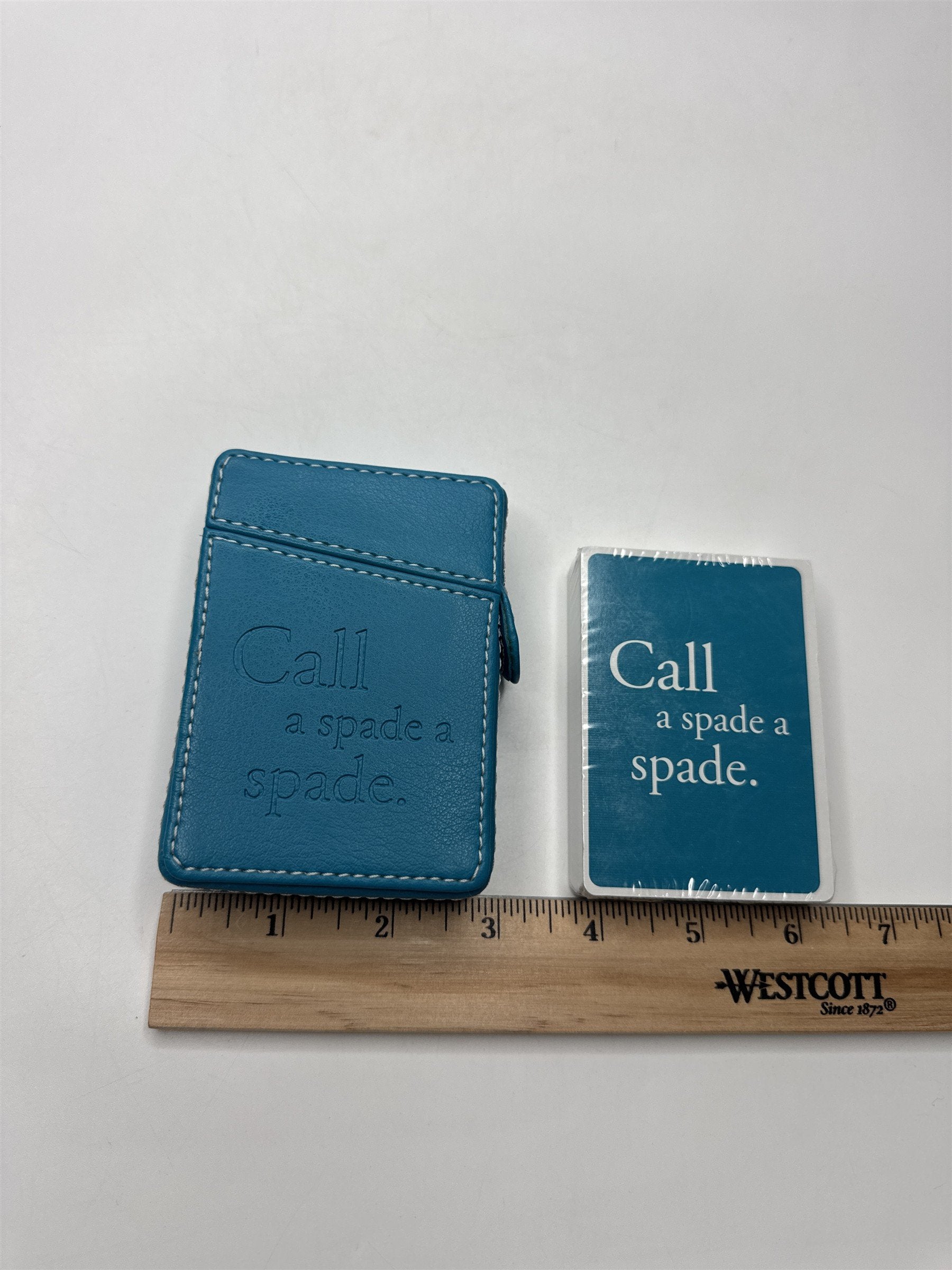 Sola Teal Playing Card Case New Deck Poker "Call a spade a spade" Faux Leather