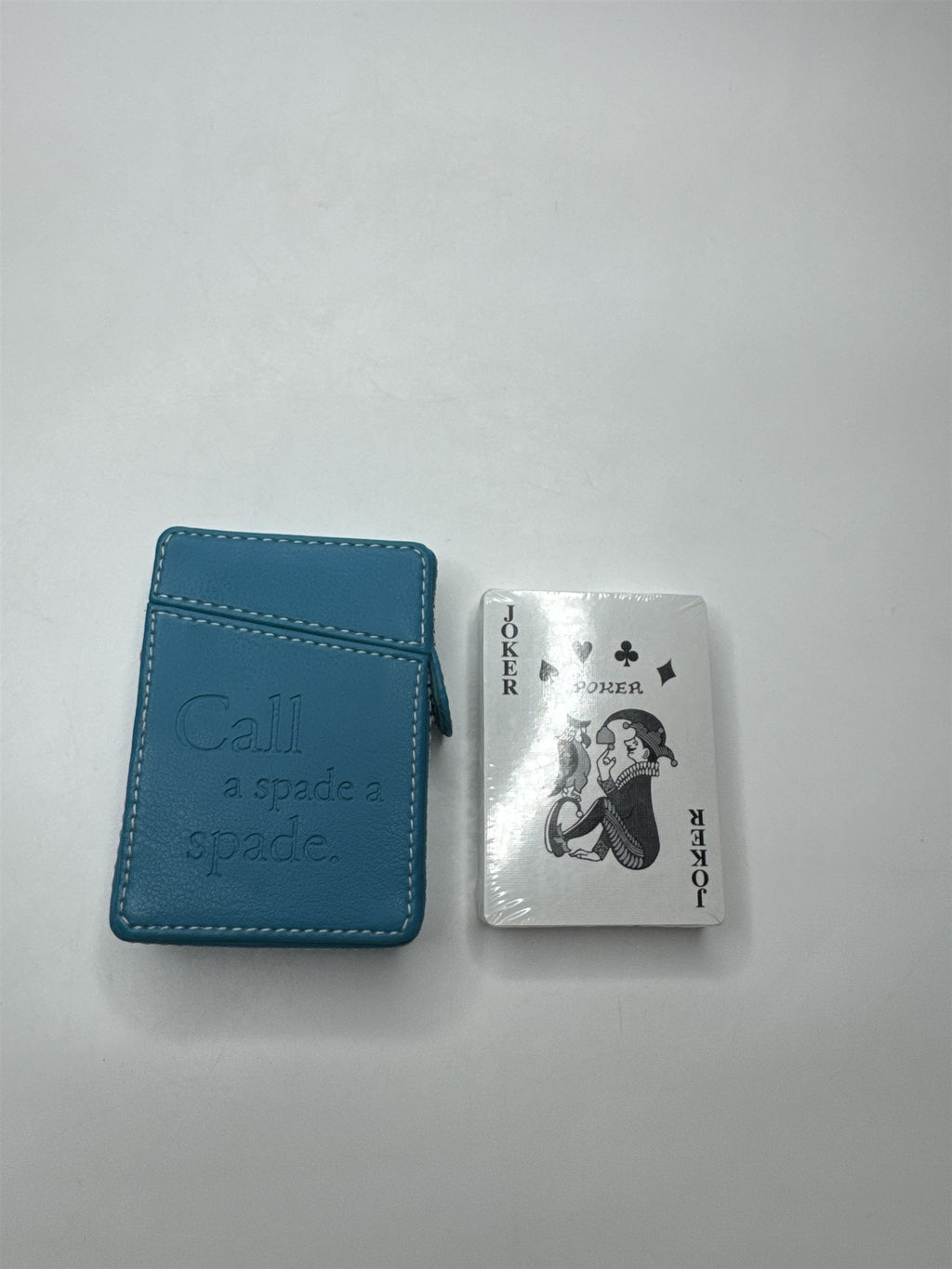 Sola Teal Playing Card Case New Deck Poker "Call a spade a spade" Faux Leather