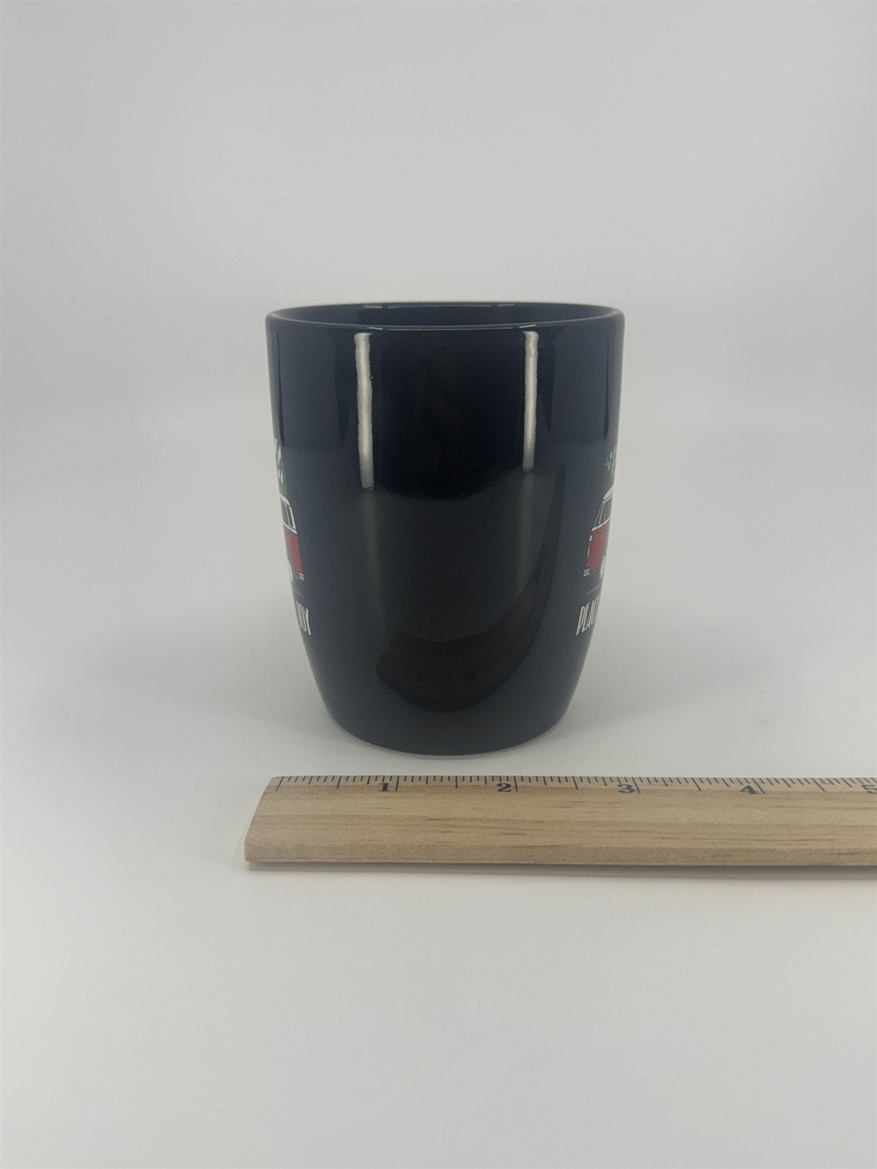 Camper Van VW W/ Christmas Tree Black And Red Coffee/Cocoa Mug Drinking Cup