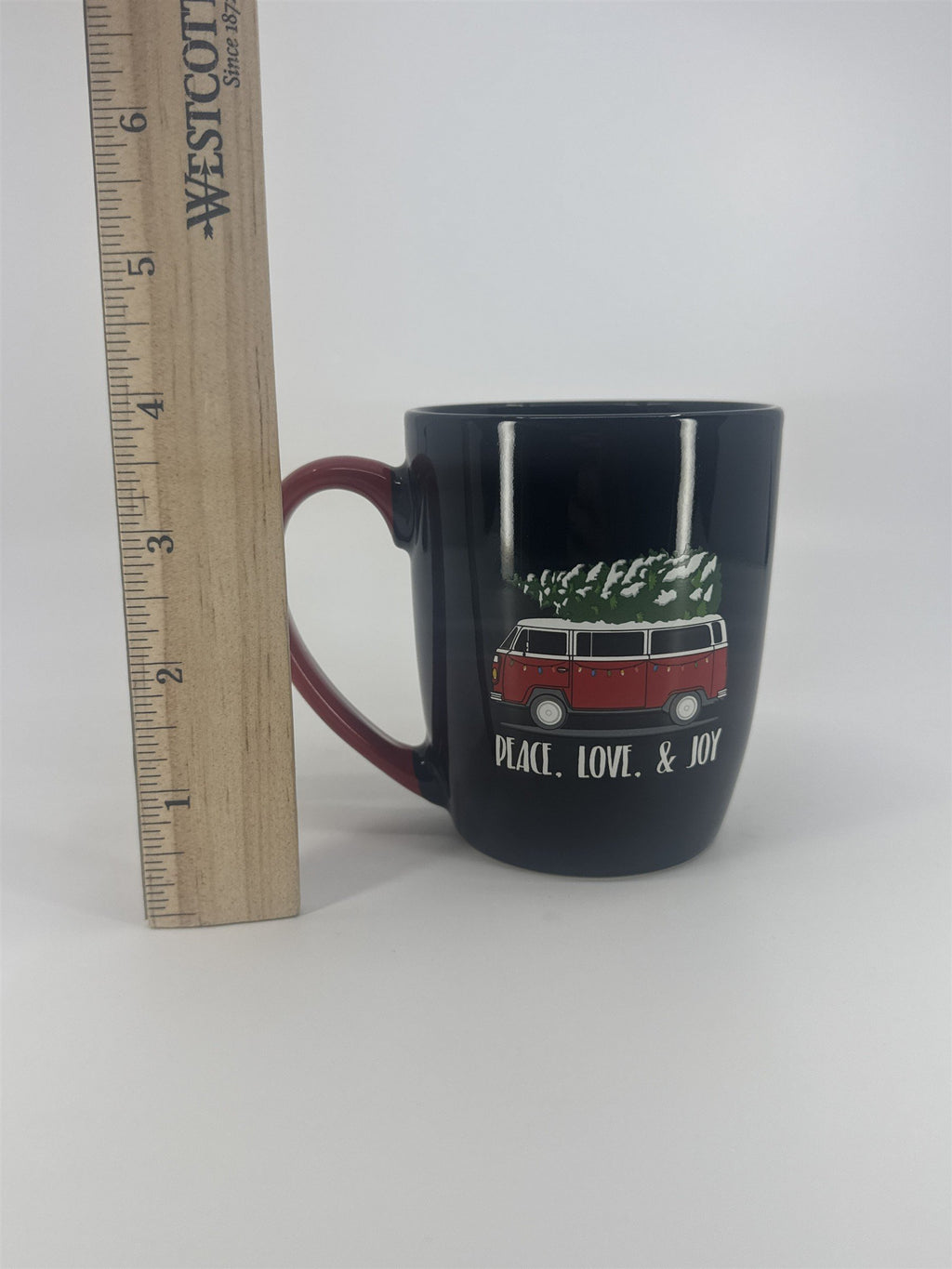 Camper Van VW W/ Christmas Tree Black And Red Coffee/Cocoa Mug Drinking Cup