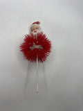 1950s 60s Plastic Santa Figurine Pick Red Bristle Christmas Tree Decor