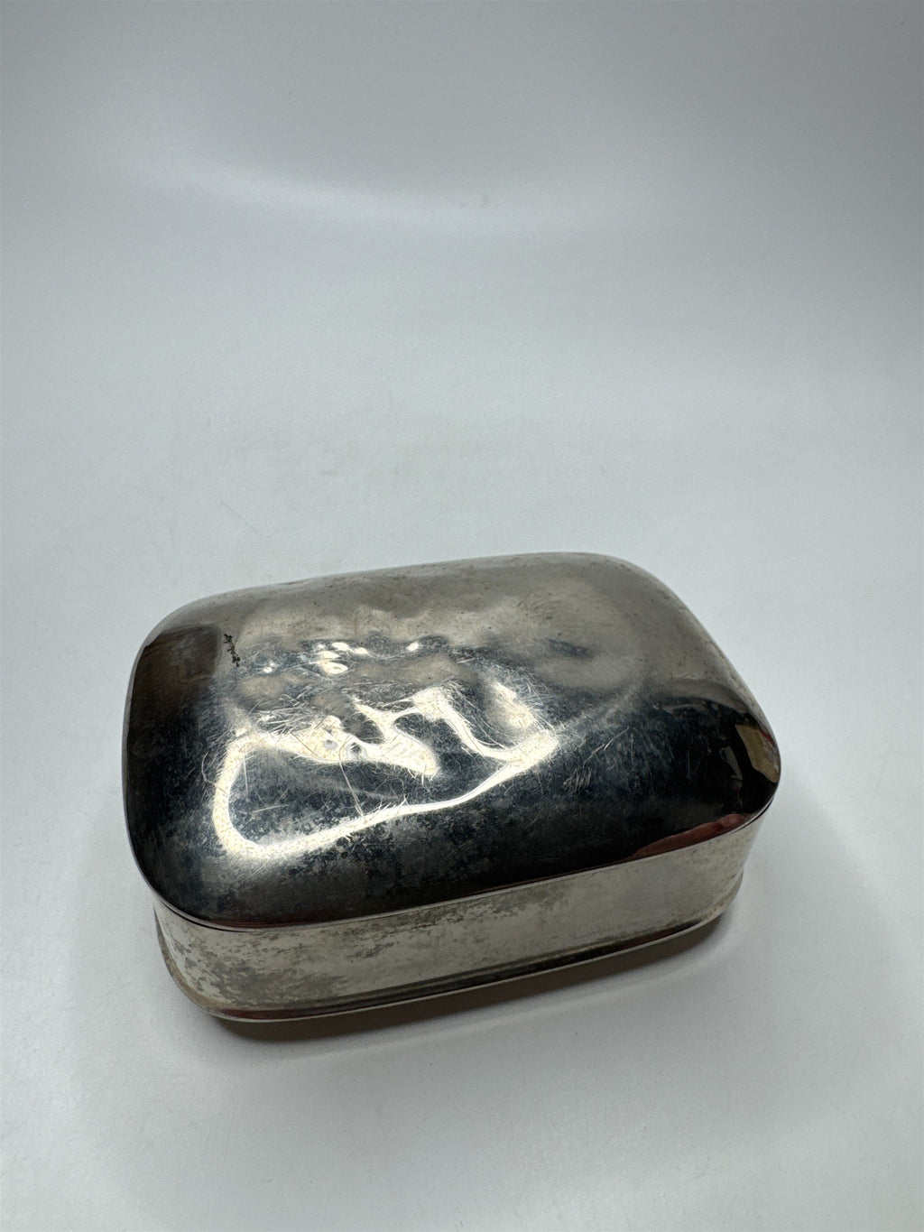 Vintage Chrome Plated Metal Soap Box Container Military Navy Style