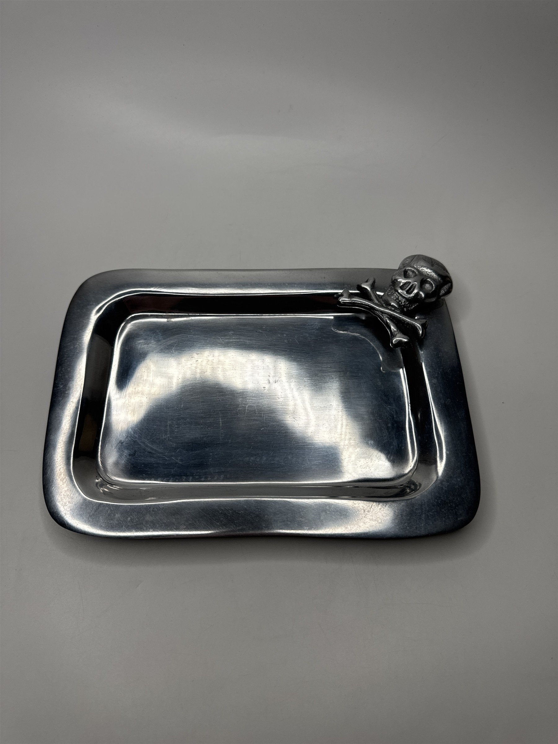 Metal Skull & Crossbones Trinket Dish Small Tray Pirate Decor India