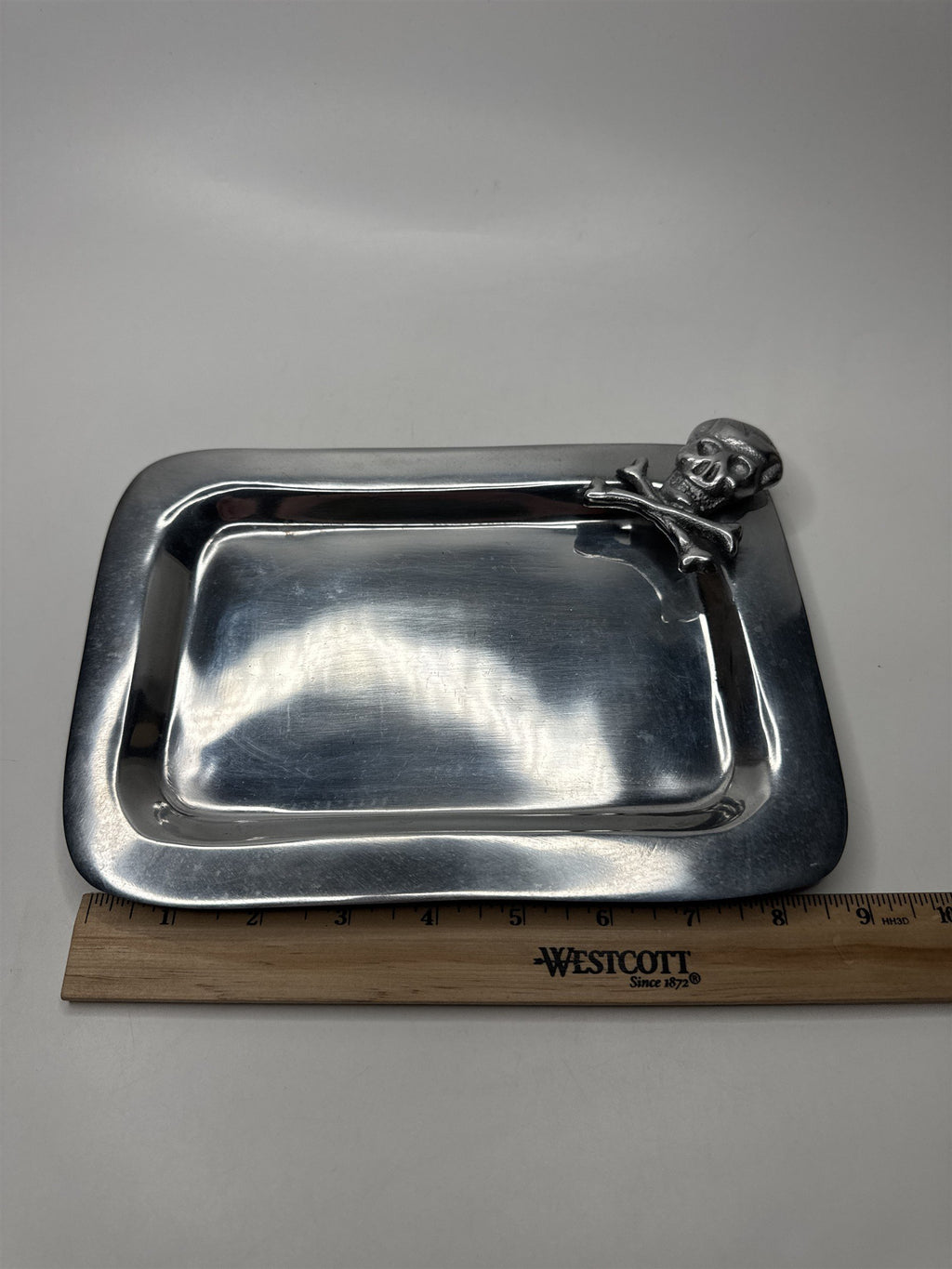 Metal Skull & Crossbones Trinket Dish Small Tray Pirate Decor India