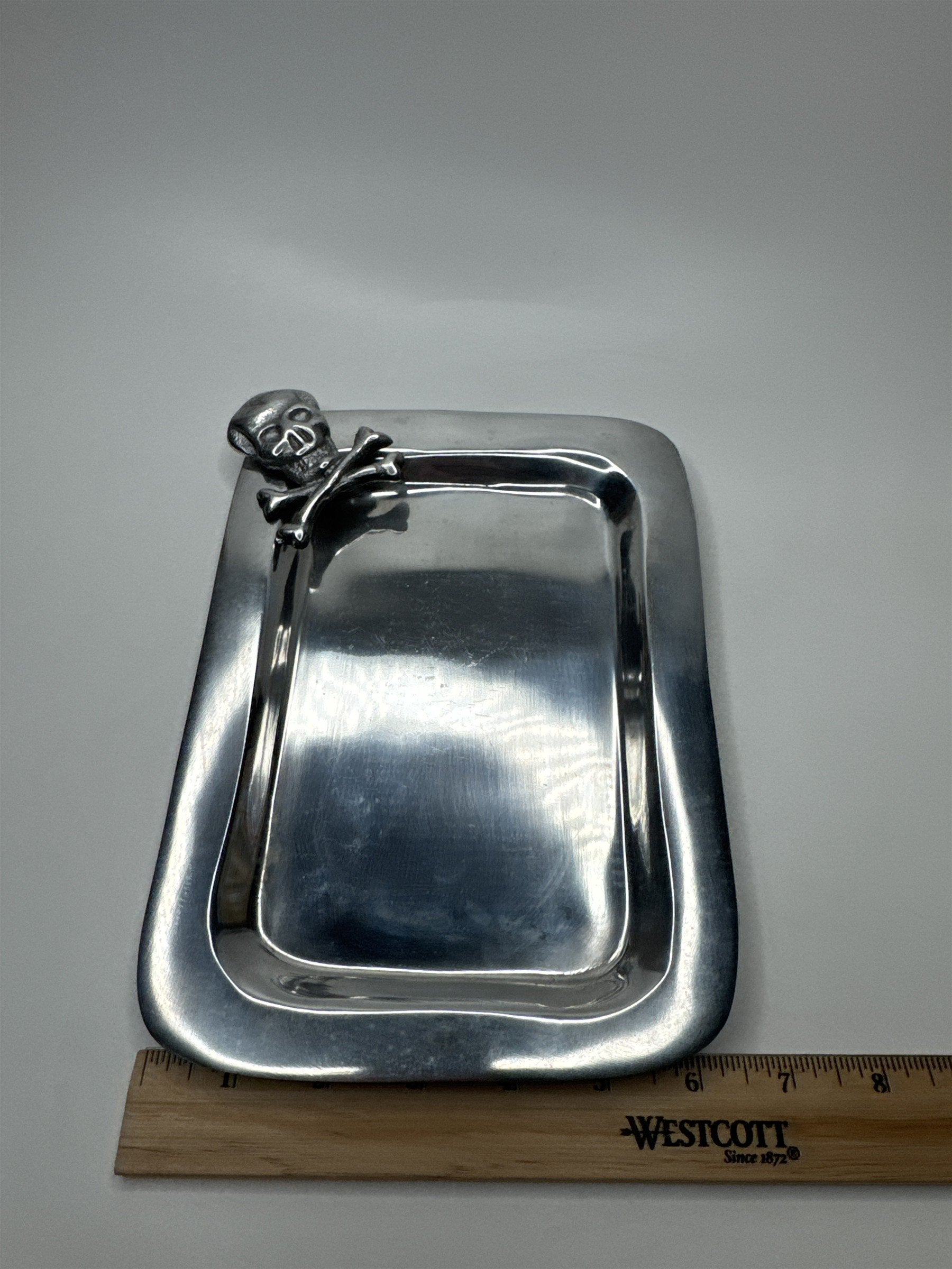 Metal Skull & Crossbones Trinket Dish Small Tray Pirate Decor India