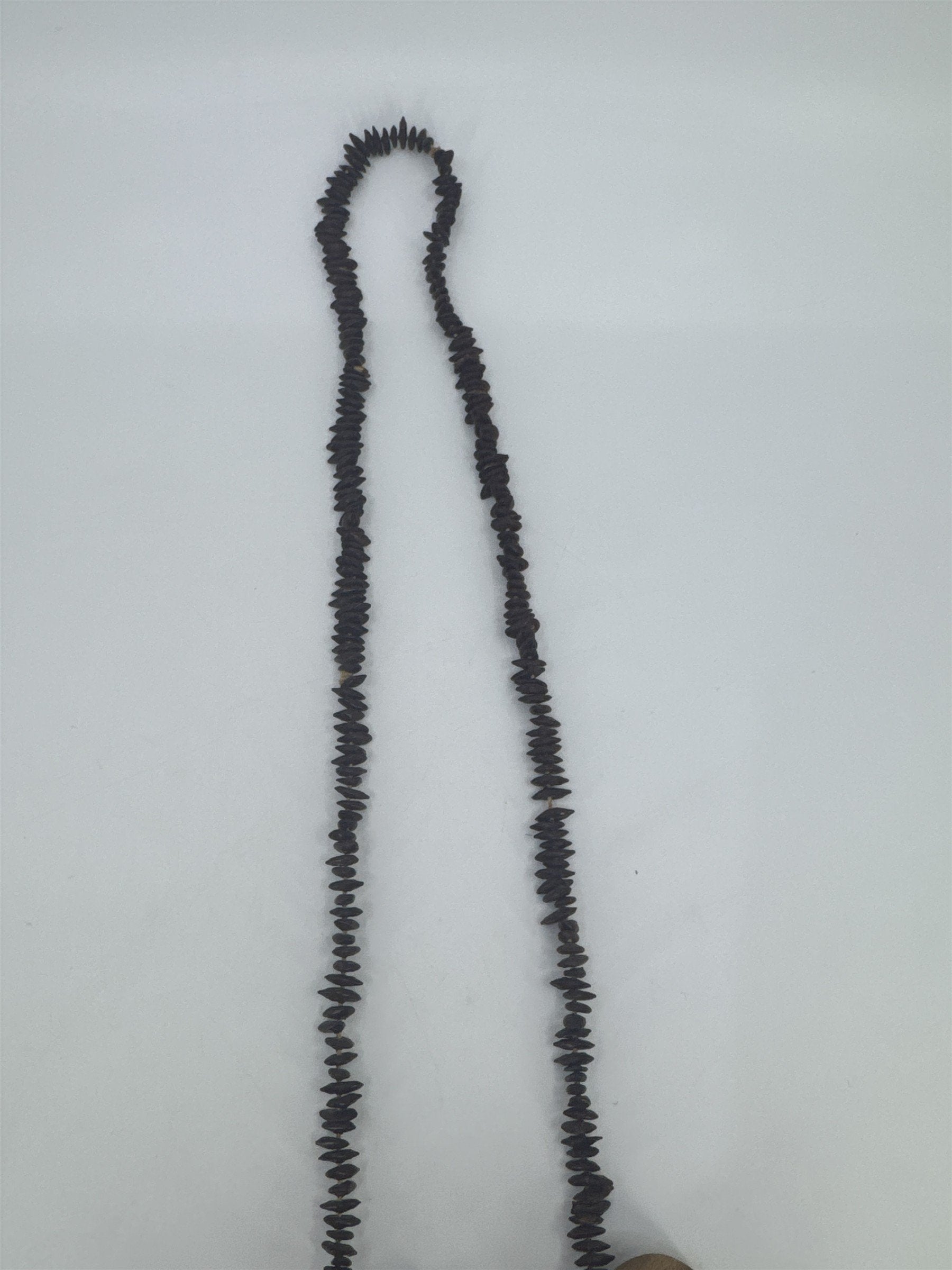 Vintage Tribal Decorative Natural Wood Nut/Seed Brown Crescent Necklace