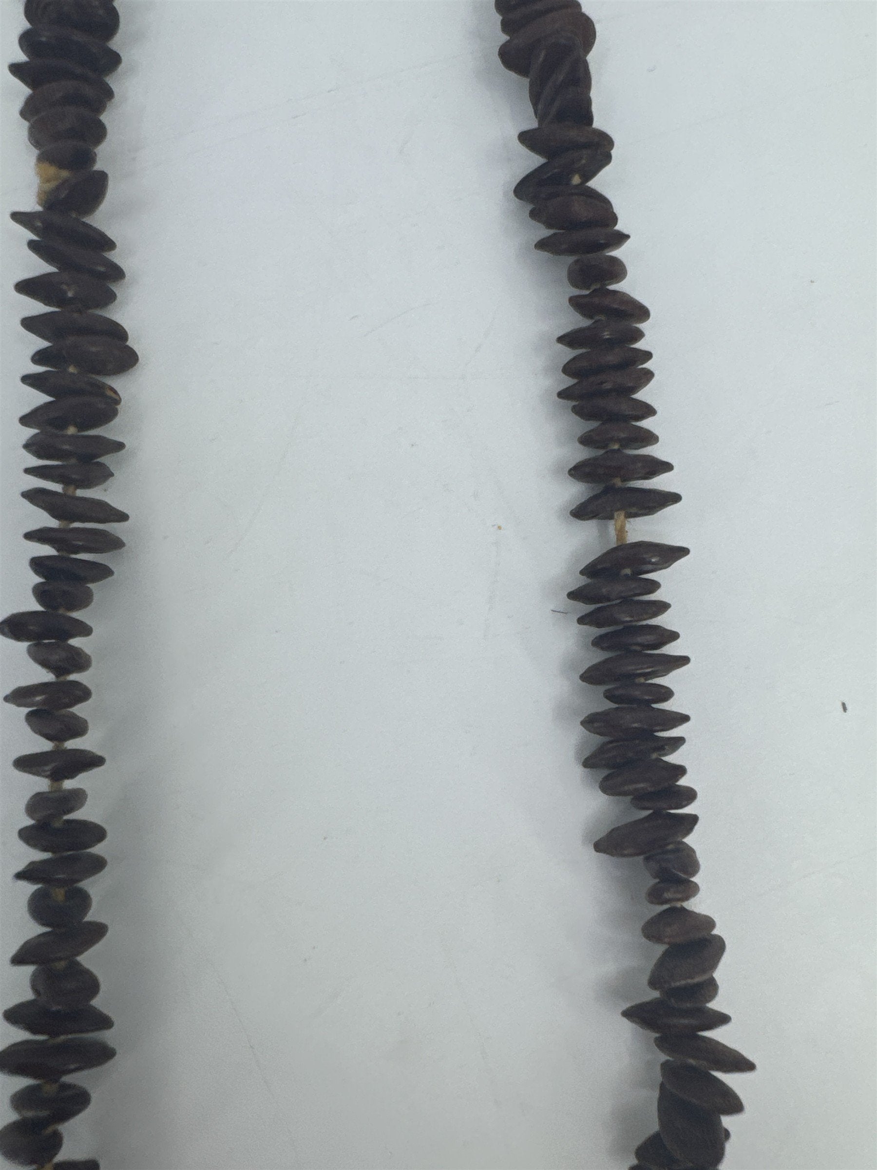 Vintage Tribal Decorative Natural Wood Nut/Seed Brown Crescent Necklace
