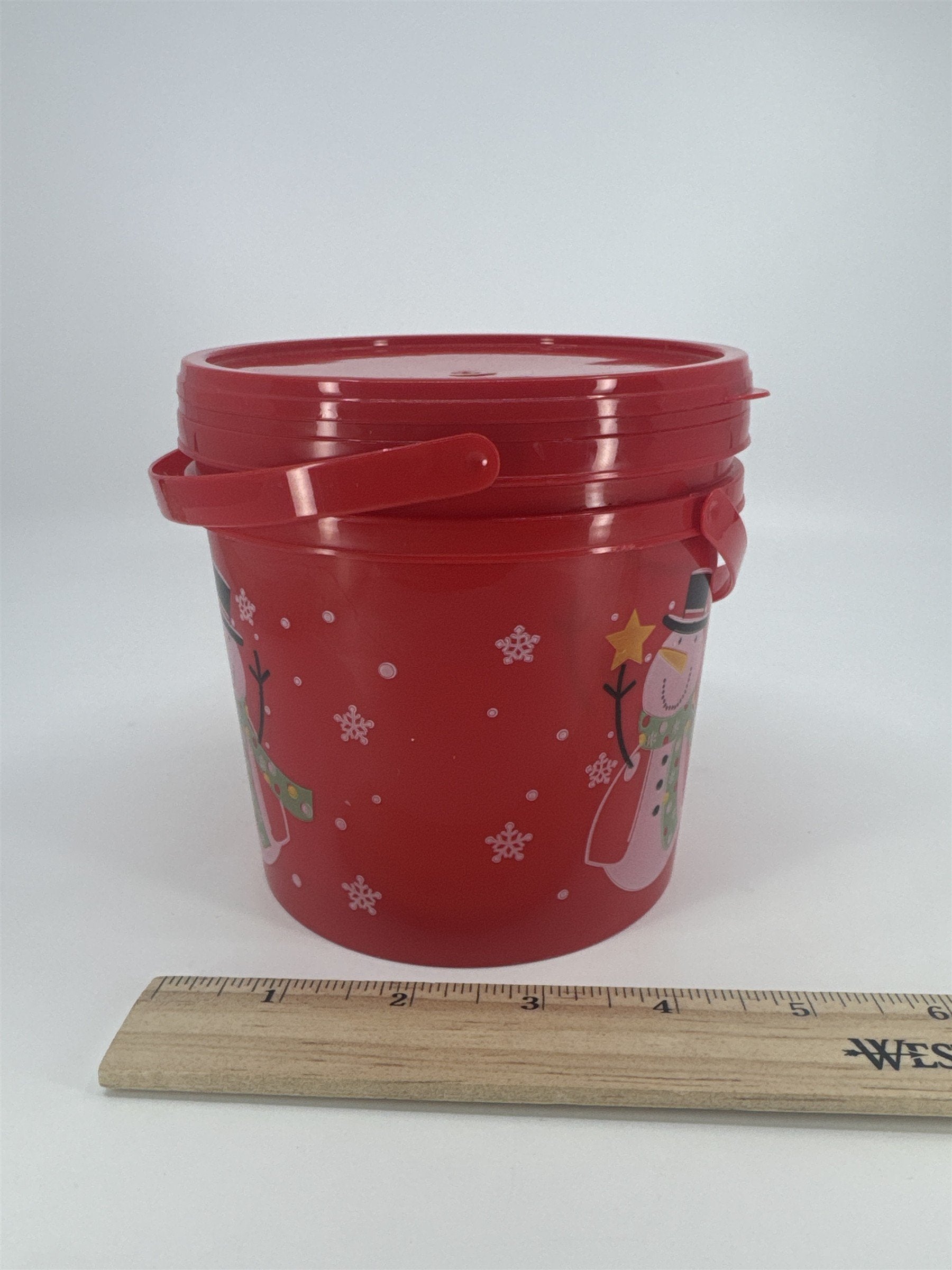 Pack Of Two Snowman Red Holiday/Christmas Pail Gift/Treat Buckets
