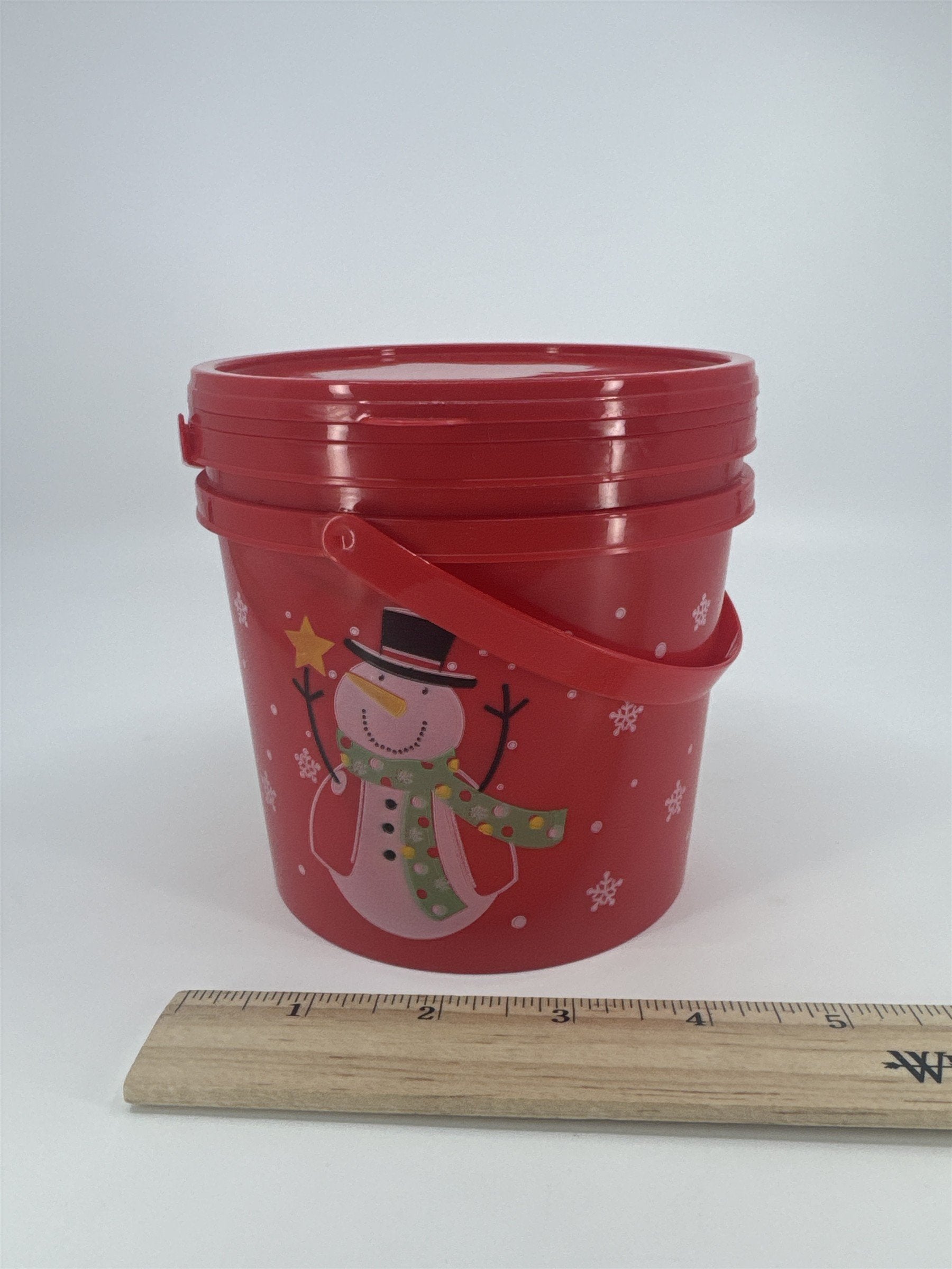Pack Of Two Snowman Red Holiday/Christmas Pail Gift/Treat Buckets